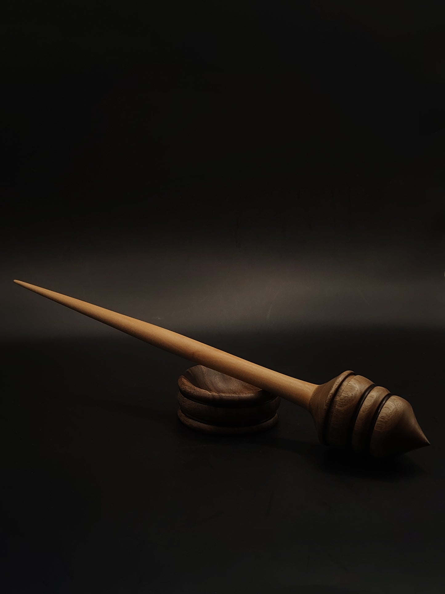 Support Spindle Set: Walnut Whorl & Pear Shaft (27 cm / 10.62 in, 48 g / 1.69 oz) with Walnut Support Bowl