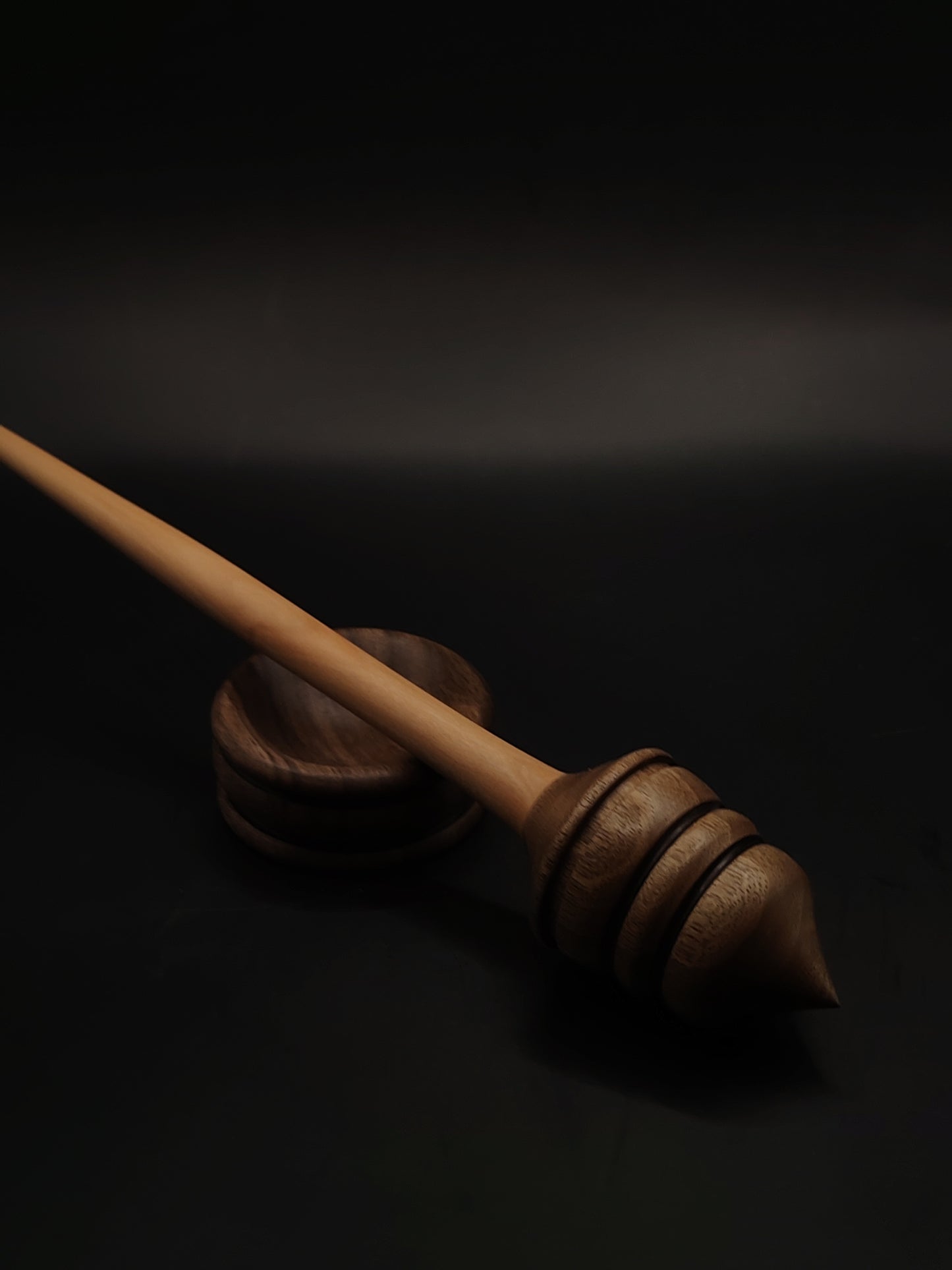 Support Spindle Set: Walnut Whorl & Pear Shaft (27 cm / 10.62 in, 48 g / 1.69 oz) with Walnut Support Bowl