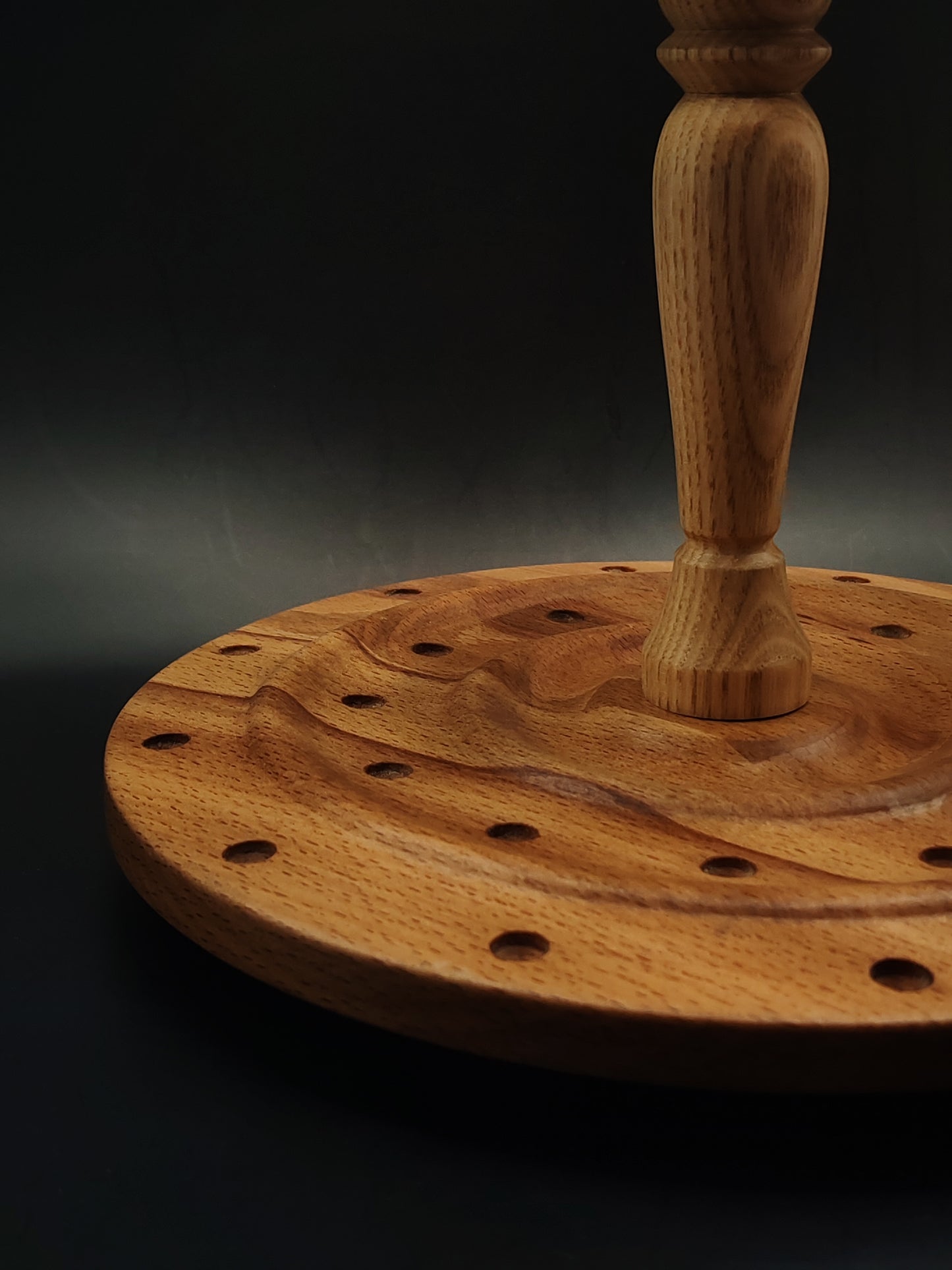 24-Spindle Stand – Non-Rotating Display for Drop & Support Spindles | Beech, Chestnut, Walnut & Elm Wood | Handcrafted by Kravelli