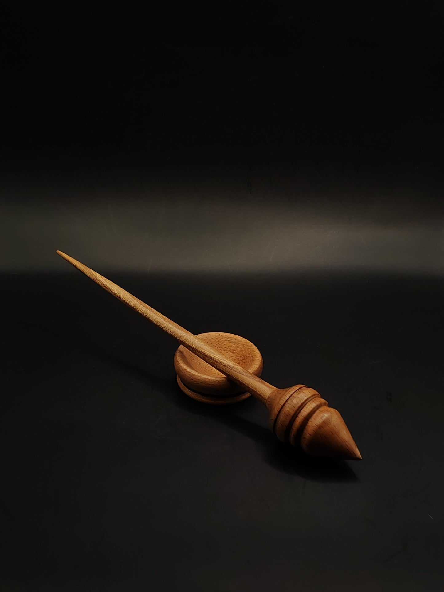 Support Spindle – Beech Whorl & Red Chestnut Shaft (26 cm, 27 g) with Beech Bowl | Wooden Yarn Spinner | Kravelli