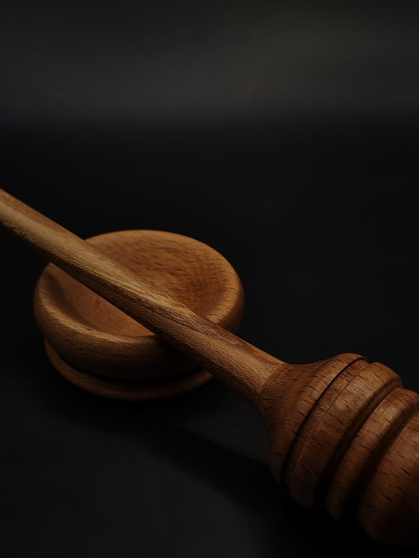 Support Spindle – Beech Whorl & Red Chestnut Shaft (26 cm, 27 g) with Beech Bowl | Wooden Yarn Spinner | Kravelli