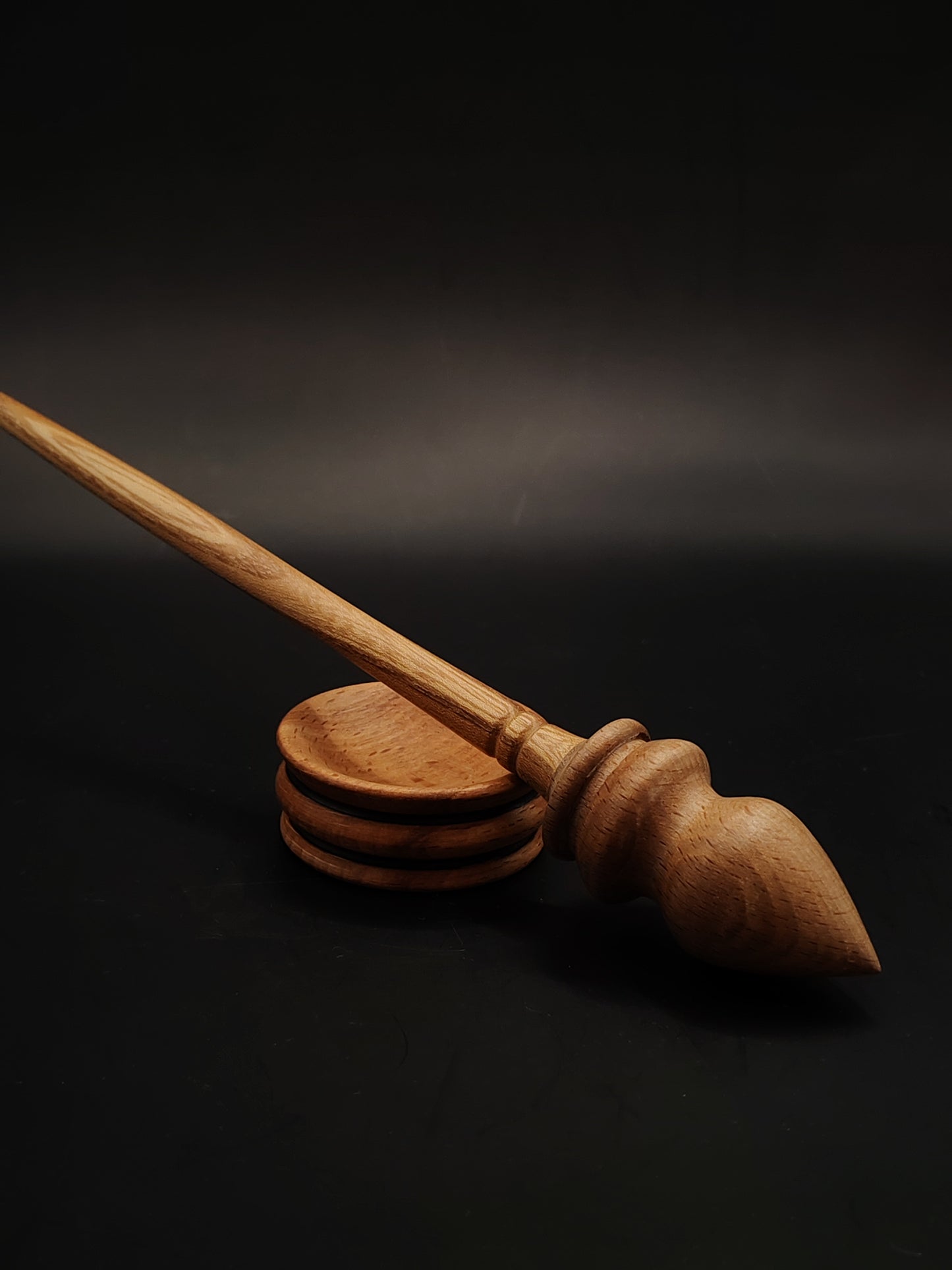 Support Spindle for Yarn Spinning – Chestnut & Beech, 26.5 cm (10.4″), 23 g Bowl