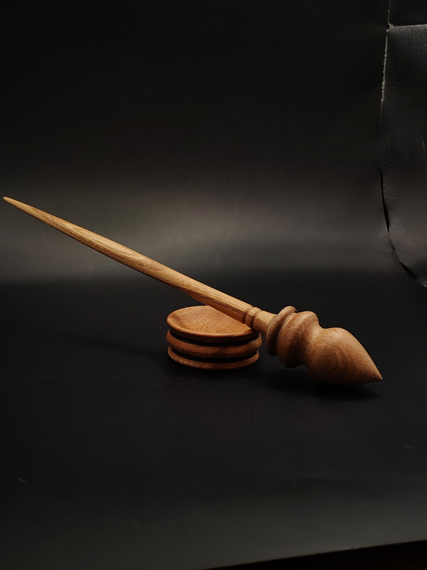 Support Spindle for Yarn Spinning – Chestnut & Beech, 26.5 cm (10.4″), 23 g Bowl