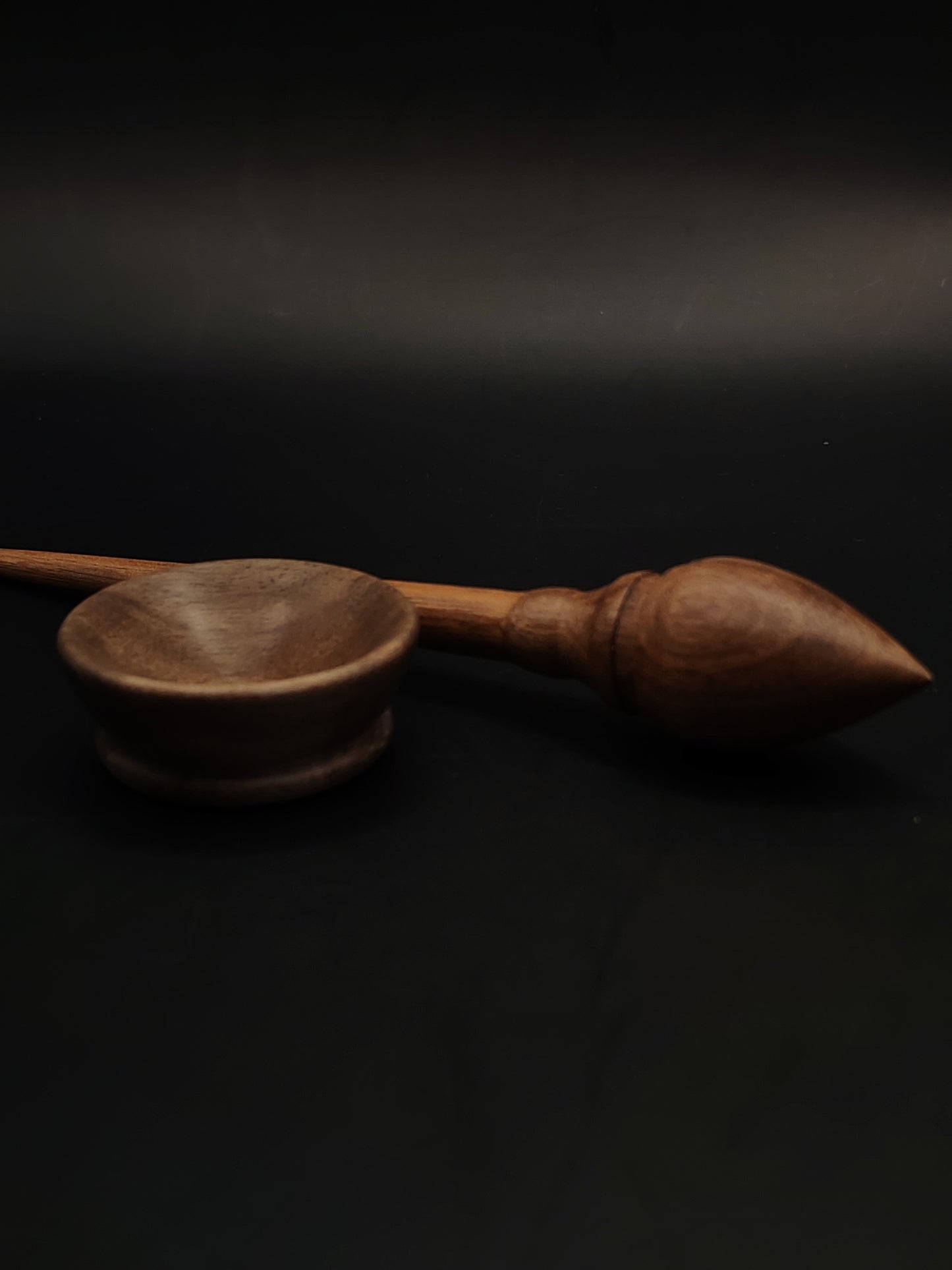 Mini Support Spindle – Walnut Wood (16.5 cm / 6.5″, 8 g / 0.28 oz) + Tiny Walnut Spinning Bowl | Micro Spindle Set by Kravelli