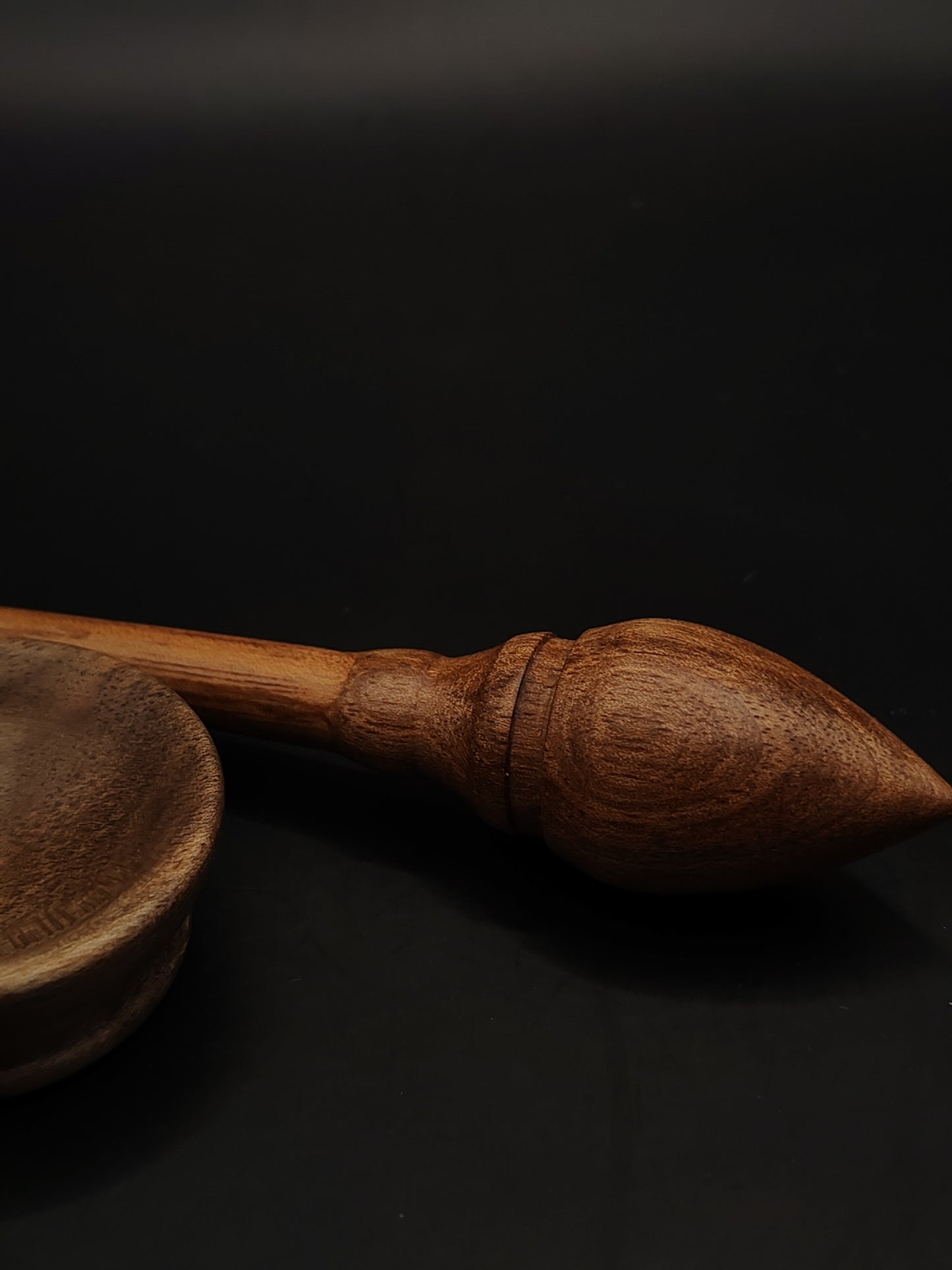 Mini Support Spindle – Walnut Wood (16.5 cm / 6.5″, 8 g / 0.28 oz) + Tiny Walnut Spinning Bowl | Micro Spindle Set by Kravelli