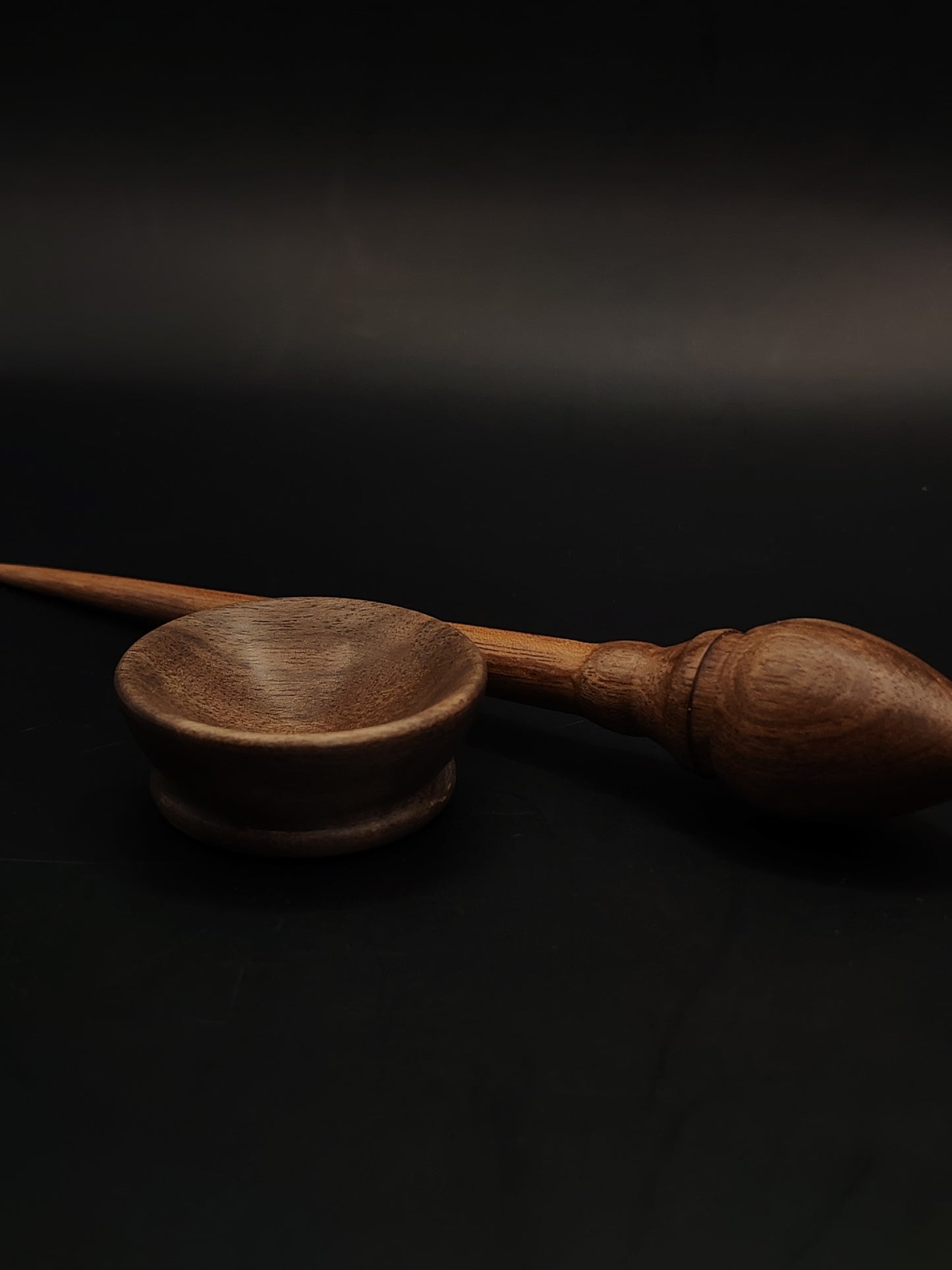 Mini Support Spindle – Walnut Wood (16.5 cm / 6.5″, 8 g / 0.28 oz) + Tiny Walnut Spinning Bowl | Micro Spindle Set by Kravelli