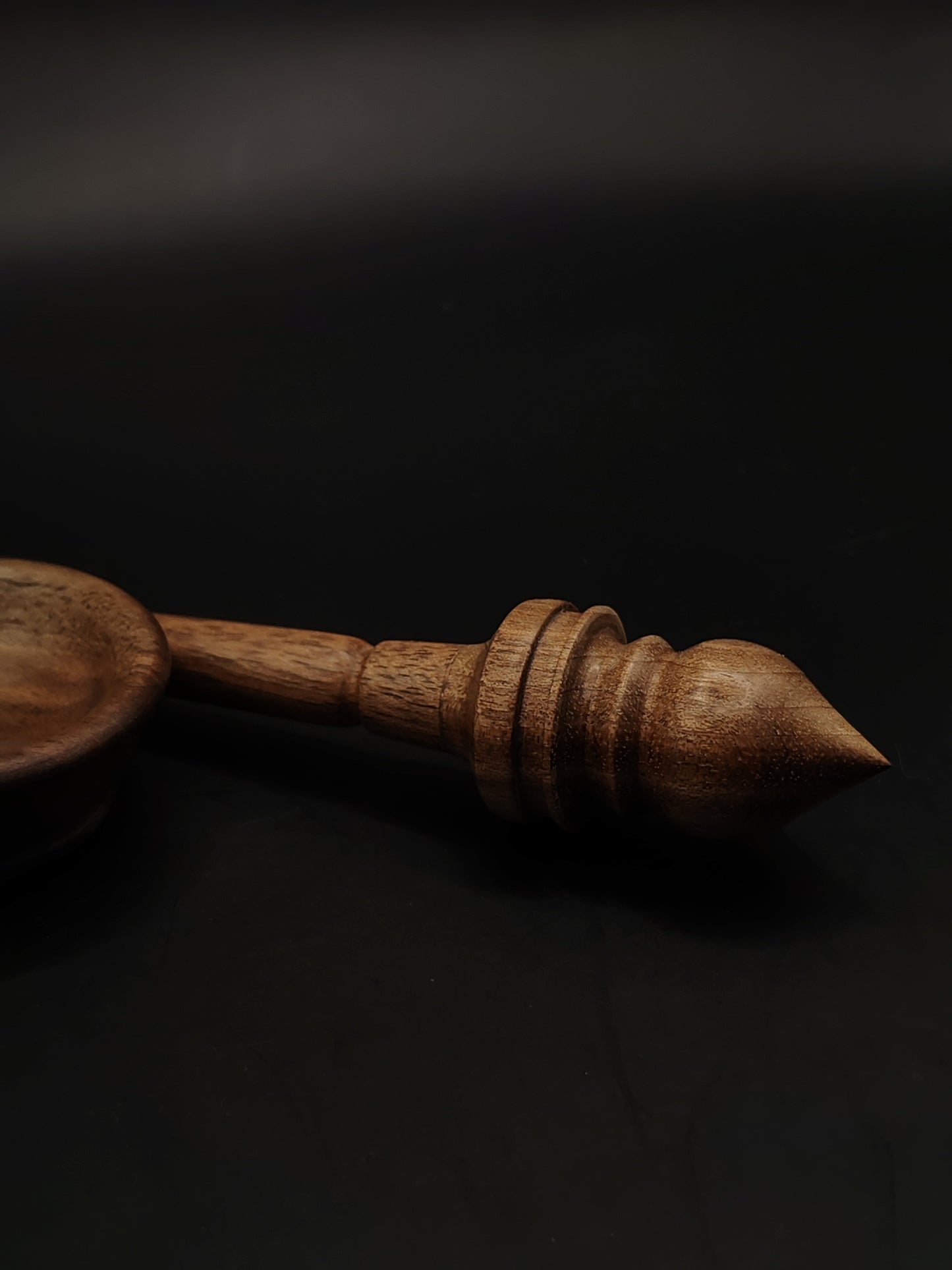 Mini Support Spindle – Walnut Wood (16 cm / 10 g) + Tiny Walnut Spinning Bowl | Micro Spindle Set by Kravelli