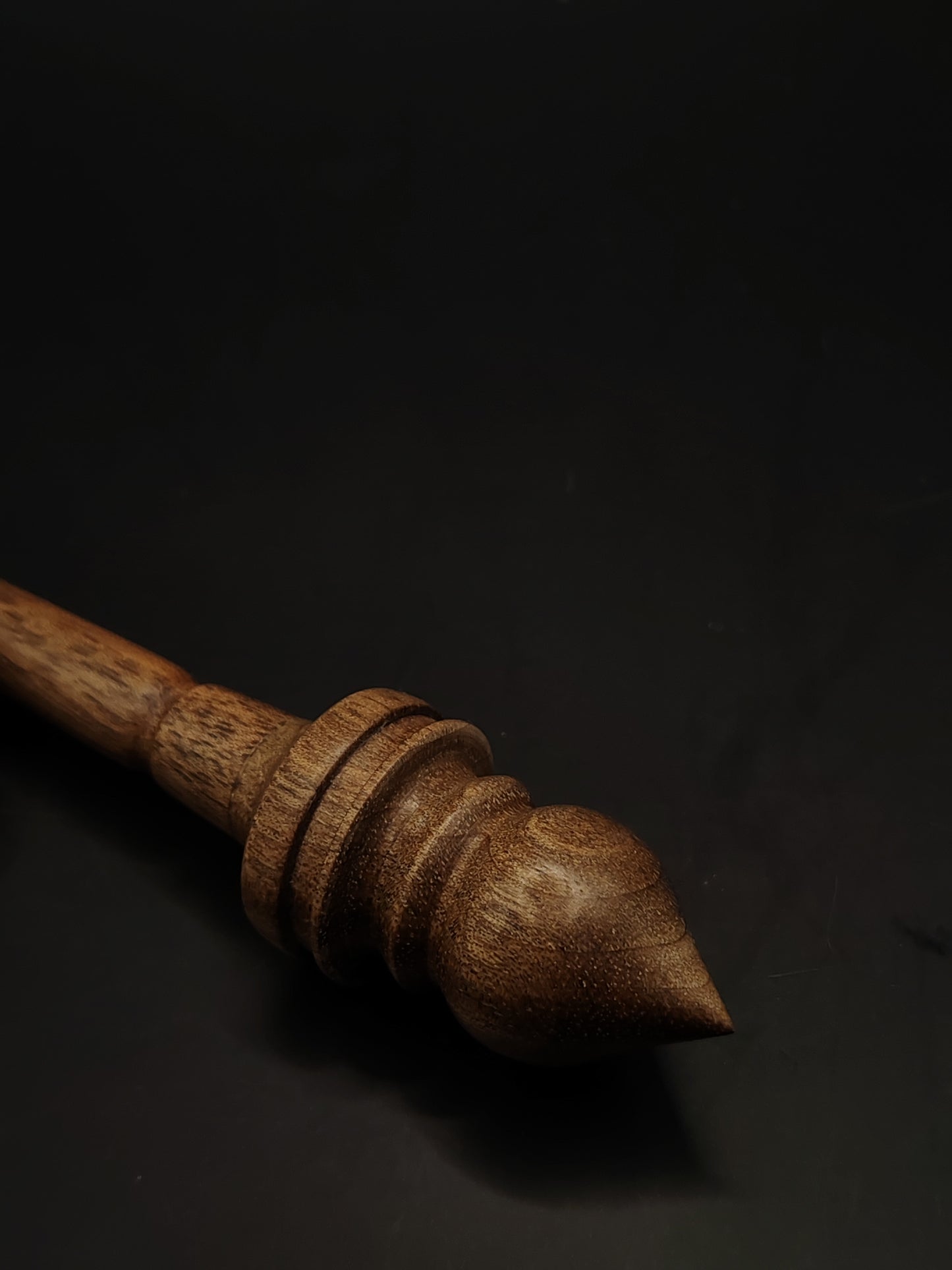 Mini Support Spindle – Walnut Wood (16 cm / 10 g) + Tiny Walnut Spinning Bowl | Micro Spindle Set by Kravelli