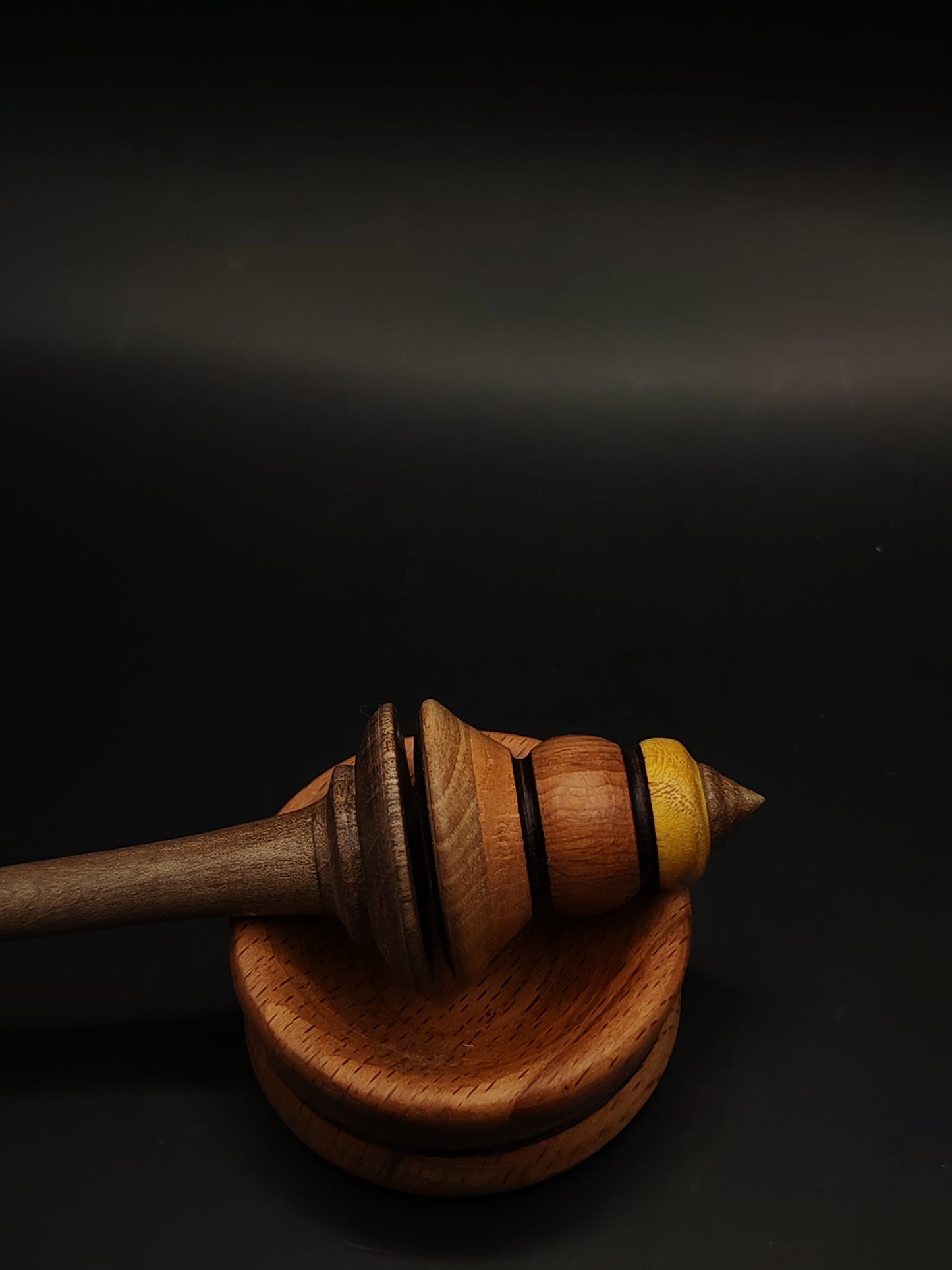 Artisan Support Spindle – Beech/Walnut/Pear/Mulberry Wood (25.5 cm / 10″, 17 g / 0.60 oz) + Beech Spinning Bowl | Handmade by Kravelli