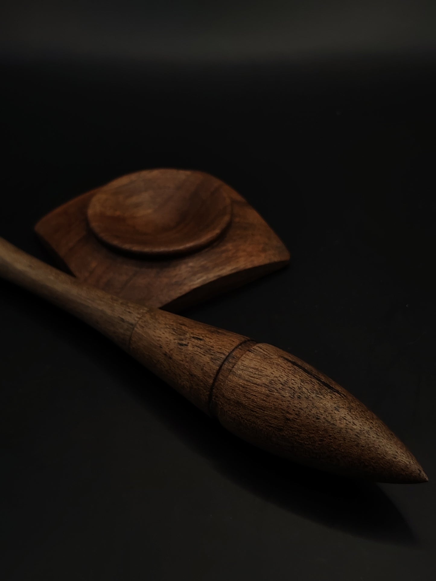 Goddess Support Spindle – Walnut Wood (24.5 cm / 9.6″, 22 g / 0.77 oz) + Walnut Spinning Bowl | Artisan Handmade by Kravelli