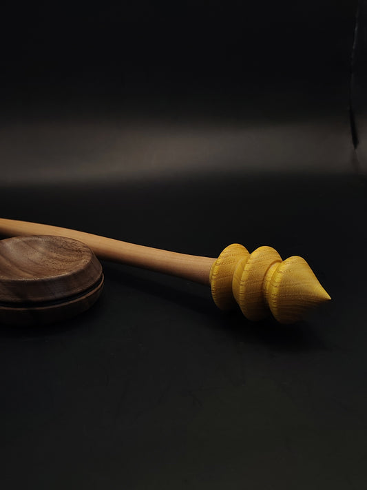 Support Spindle – Mulberry Whorl & Pear Shaft (27.5 cm / 10.8″, 26 g / 0.92 oz) + Walnut Spinning Bowl | Artisan Handmade by Kravelli