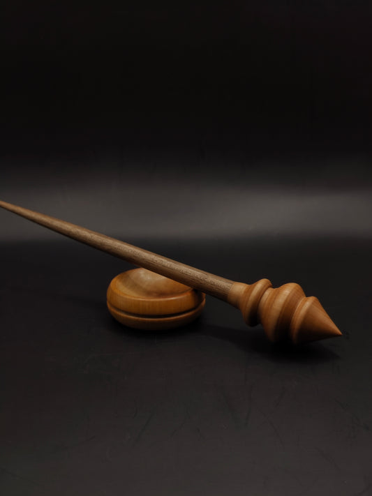 Support Spindle – Pear Whorl & Walnut Shaft, 27 cm / 10.6″, 30 g + Bowl