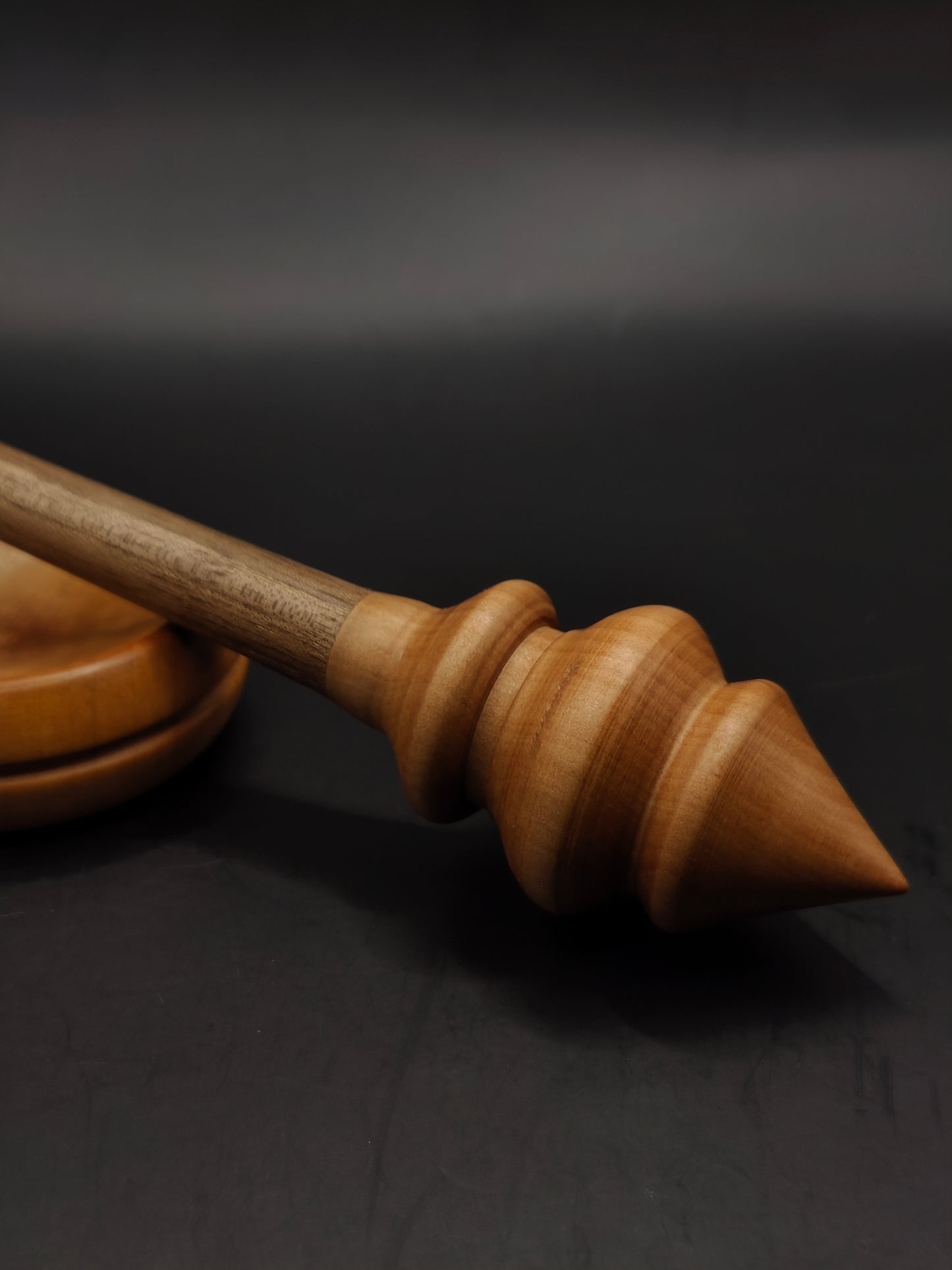 Support Spindle – Pear Whorl & Walnut Shaft, 27 cm / 10.6″, 30 g + Bowl