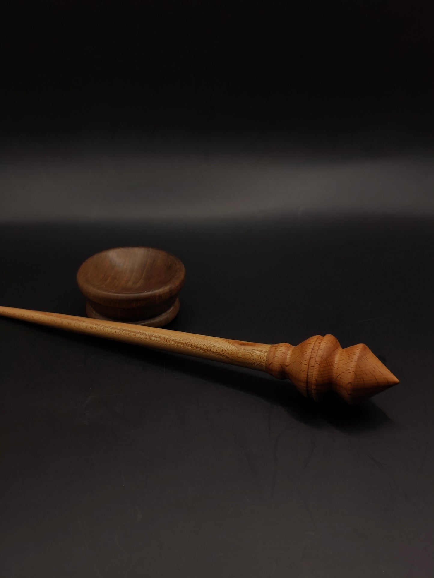 Support Spindle – Chestnut Shaft & Beech Whorl, 25 cm / 9.8″, 23 g + Bowl