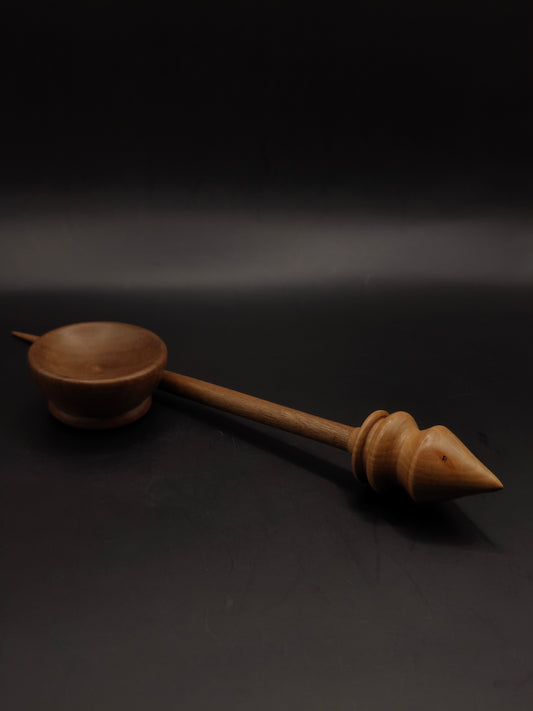 Support Spindle – Apple Whorl & Walnut Shaft, 27.5 cm / 10.8″, 28 g + Bowl