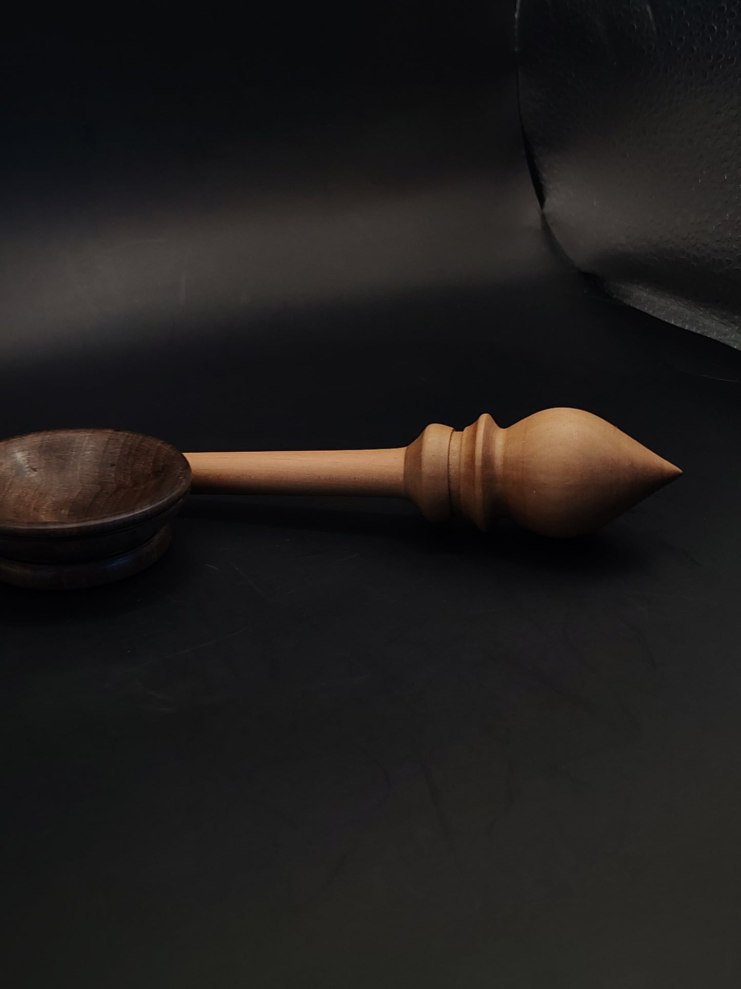 Support Spindle – Plum Shaft & Pear Whorl, 25.5 cm / 10″, 28 g + Bowl