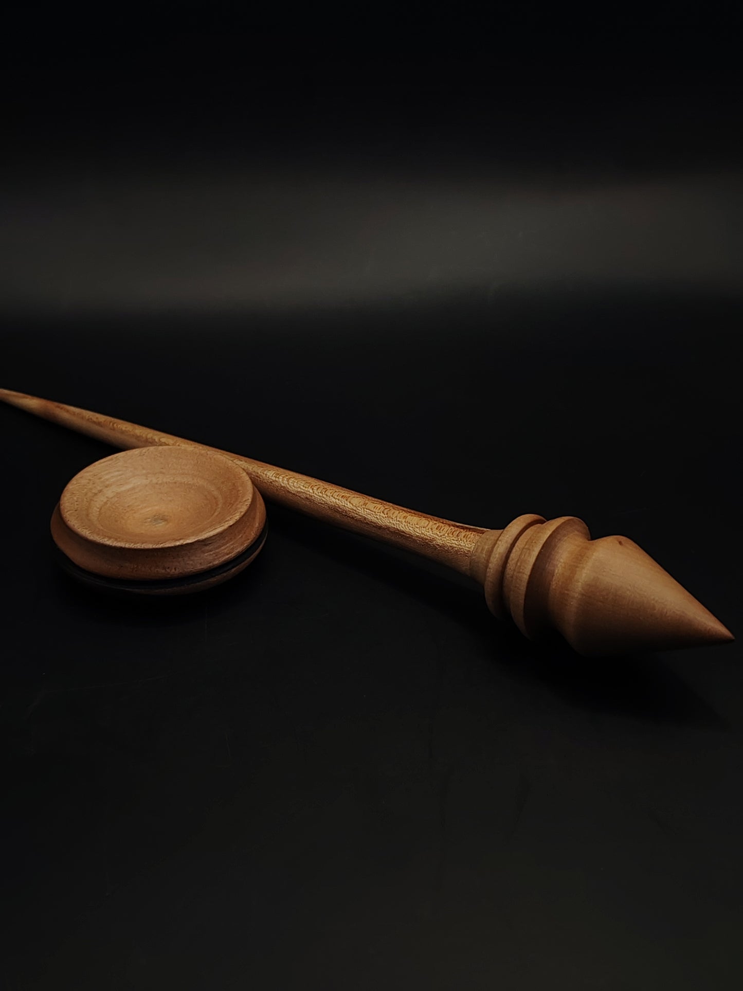 Support Spindle – Chestnut Shaft & Pear Whorl, 25 cm / 9.8″, 21 g + Bowl