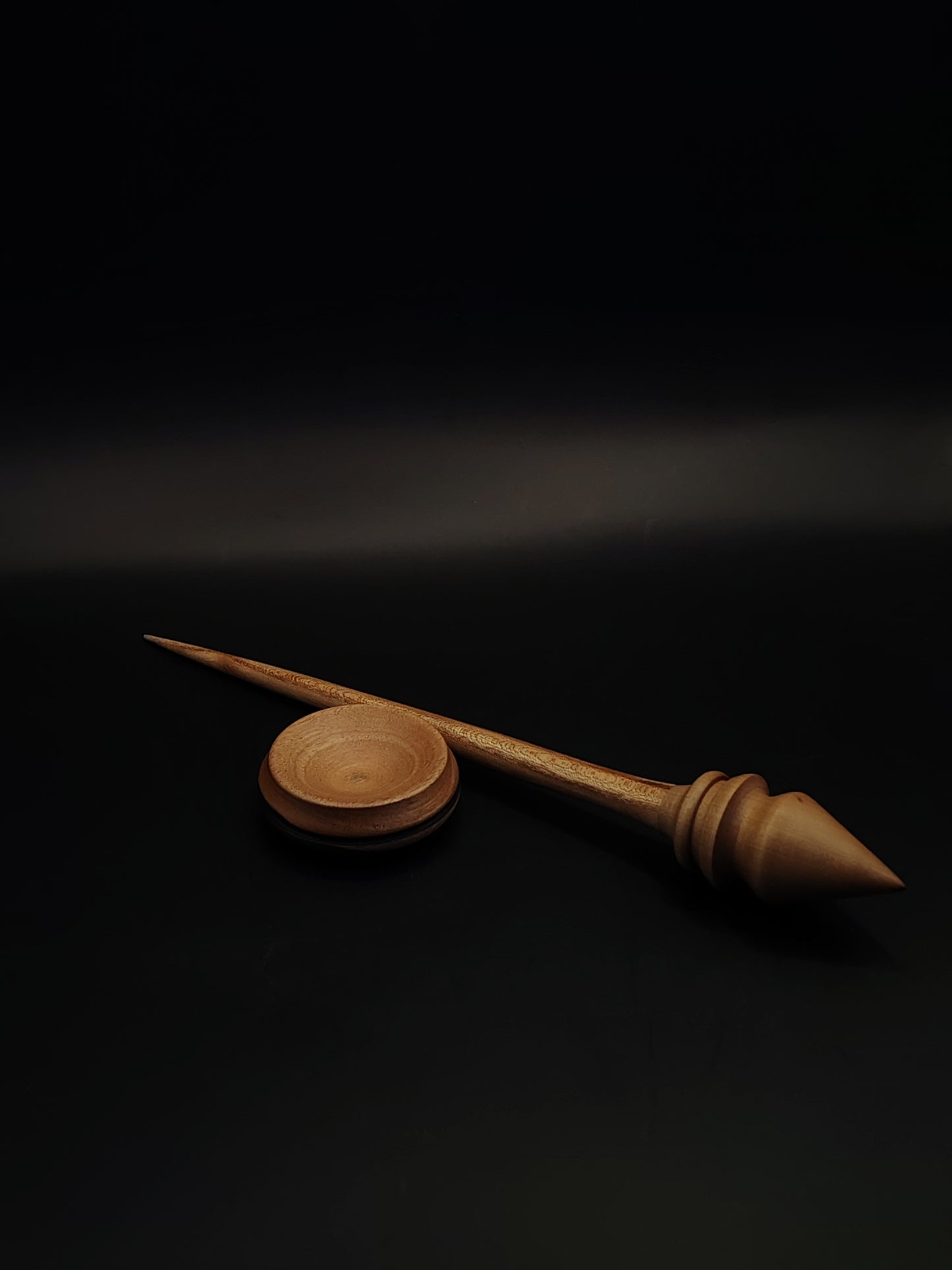 Support Spindle – Chestnut Shaft & Pear Whorl, 25 cm / 9.8″, 21 g + Bowl