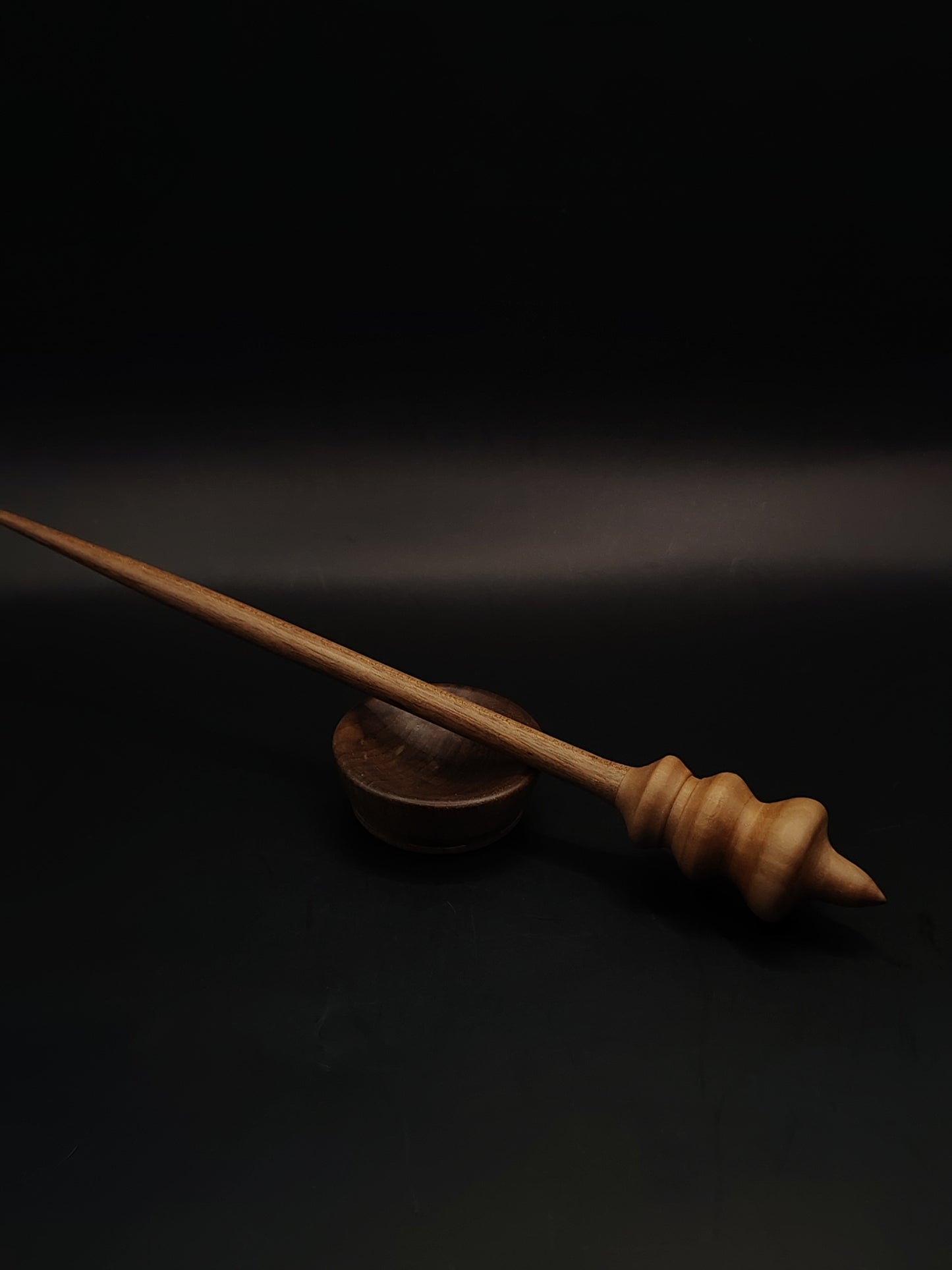 Support Spindle – Walnut Shaft & Pear Whorl, 28 cm / 11″, 24 g + Bowl