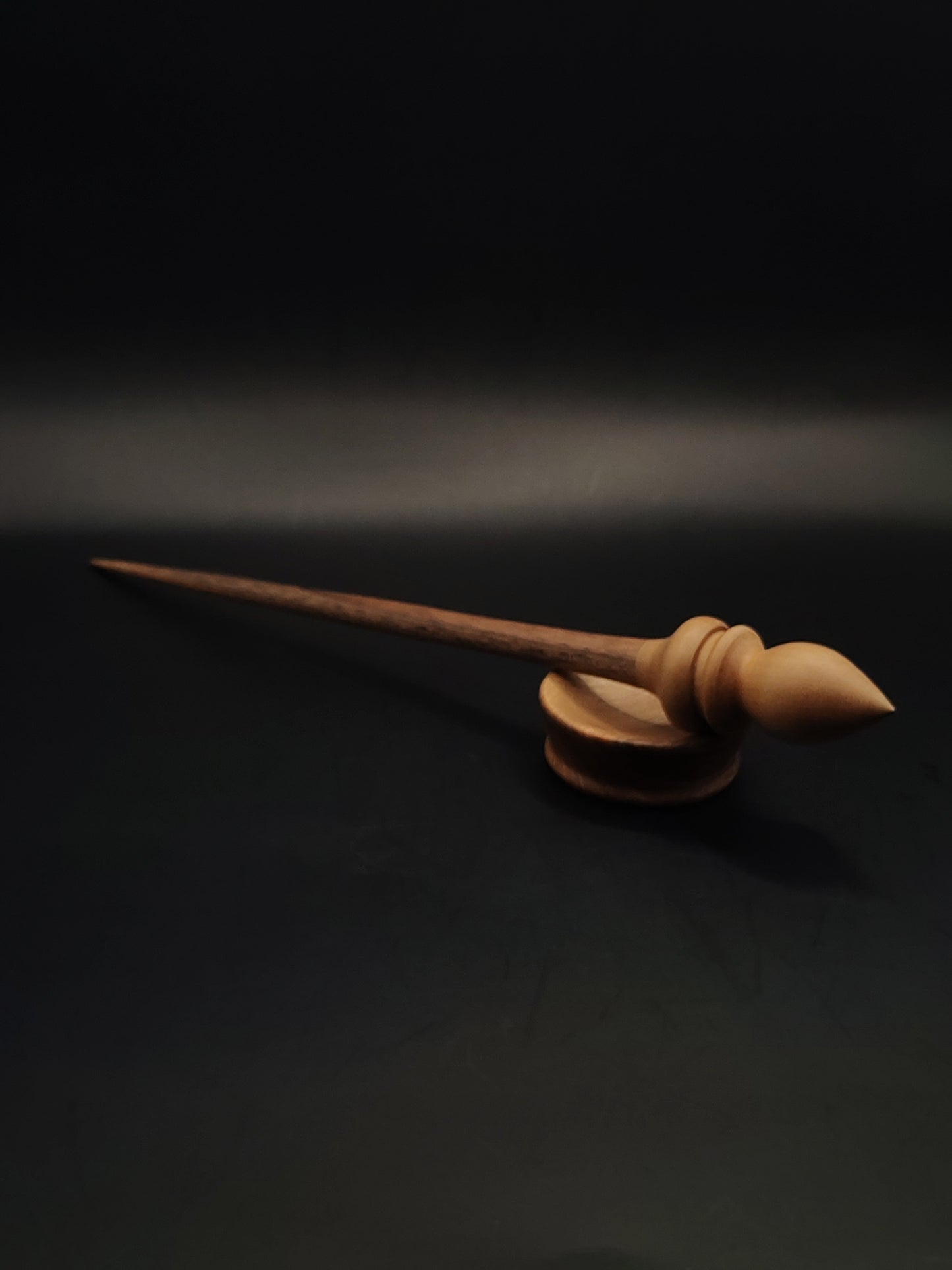 Support Spindle – Walnut Shaft & Pear Whorl, 27 cm / 10.6″, 22 g + Bowl