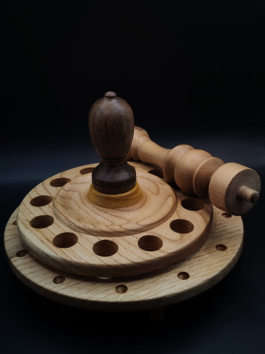 Spindle Stand for 12 Spindles – Walnut & Chestnut, 17 cm Organizer