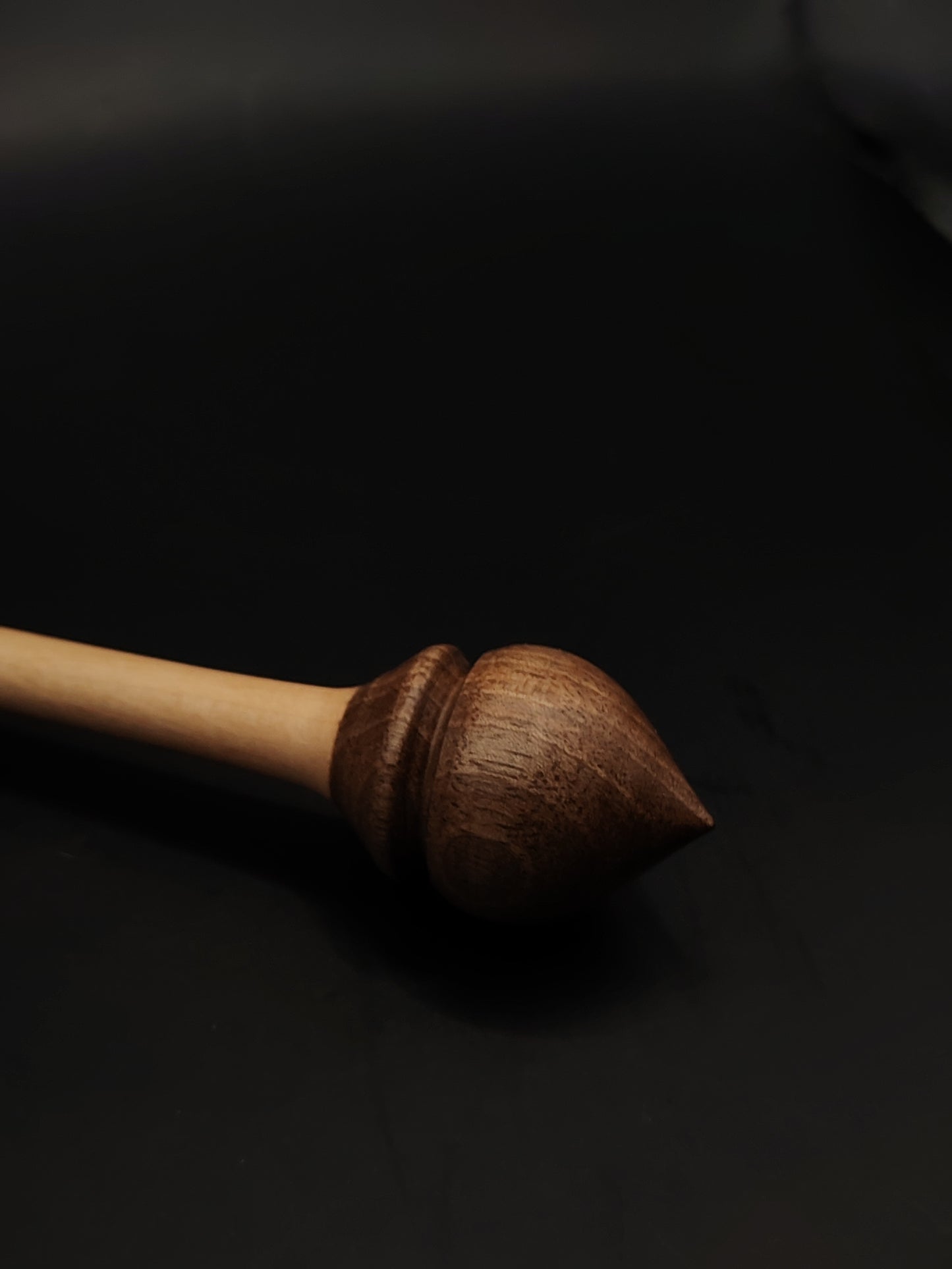 Support Spindle – Apple Shaft & Walnut Whorl, 24.5 cm / 9.6″, 16 g + Bowl