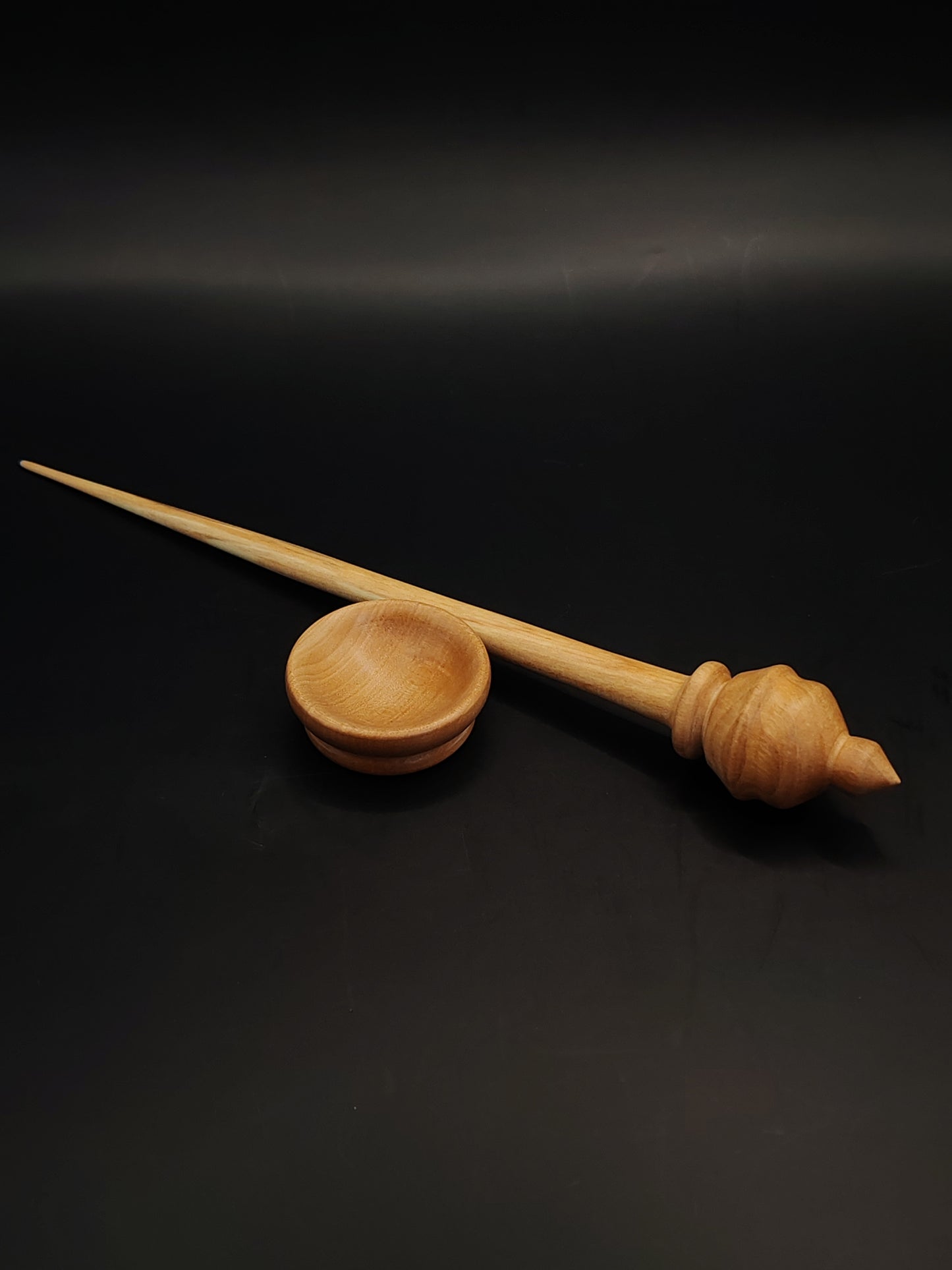 Support Spindle – Chestnut Wood, 23.5 cm / 9.3″, 13 g + Tiny Pear Bowl