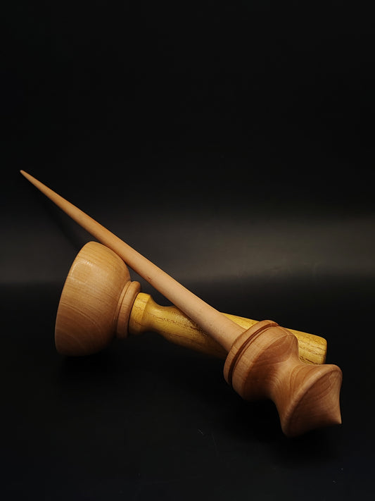 Support Spindle – Apple Shaft & Pear Whorl, 25.5 cm / 10″, 26 g + Lap Bowl