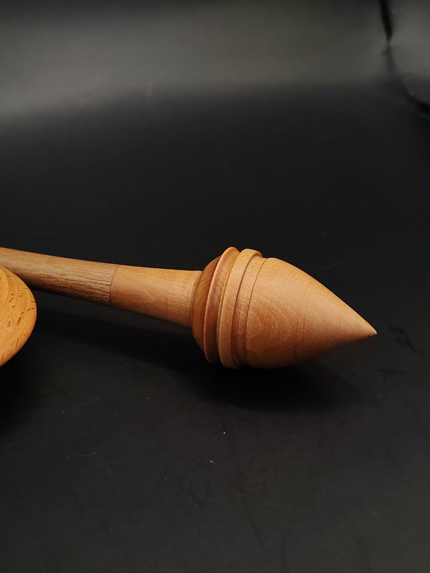 Support Spindle – Walnut Shaft & Pear Whorl, 25.5 cm / 10″, 20 g + Bowl