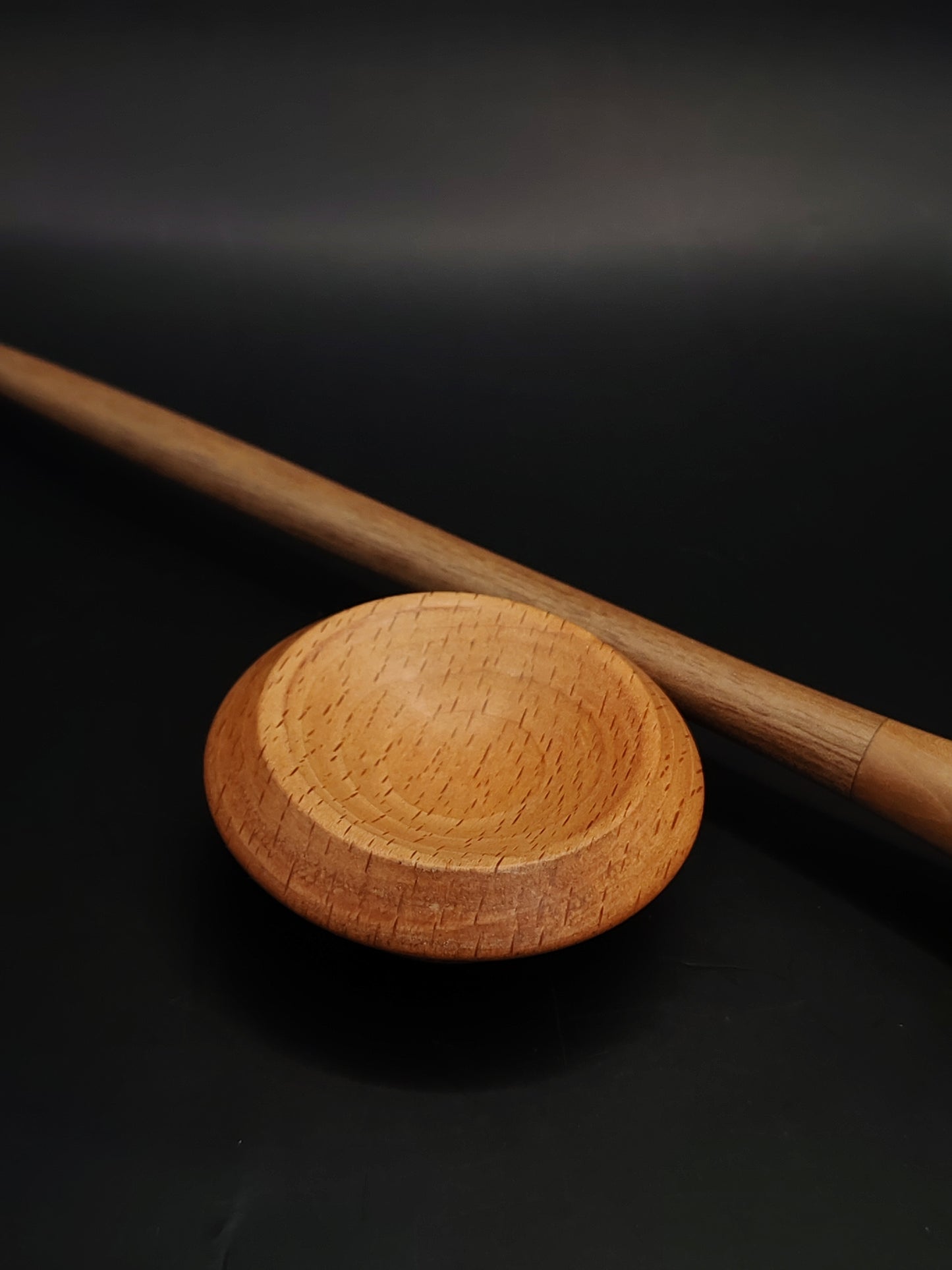 Support Spindle – Walnut Shaft & Pear Whorl, 25.5 cm / 10″, 20 g + Bowl