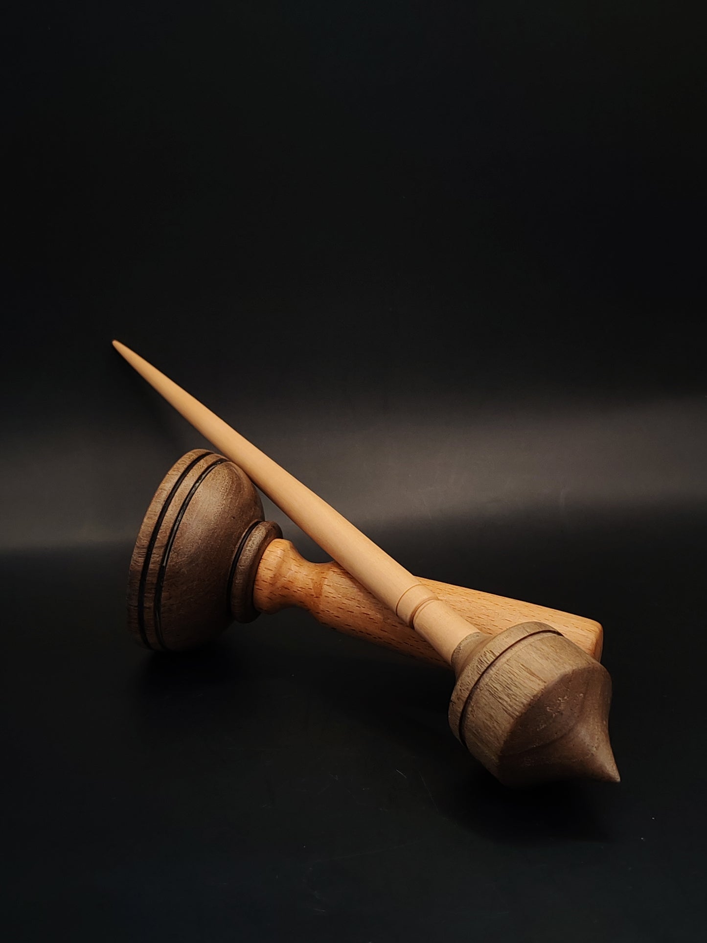 Support Spindle – Plum Shaft & Walnut Whorl, 25 cm / 9.8″, 27 g + Lap Bowl