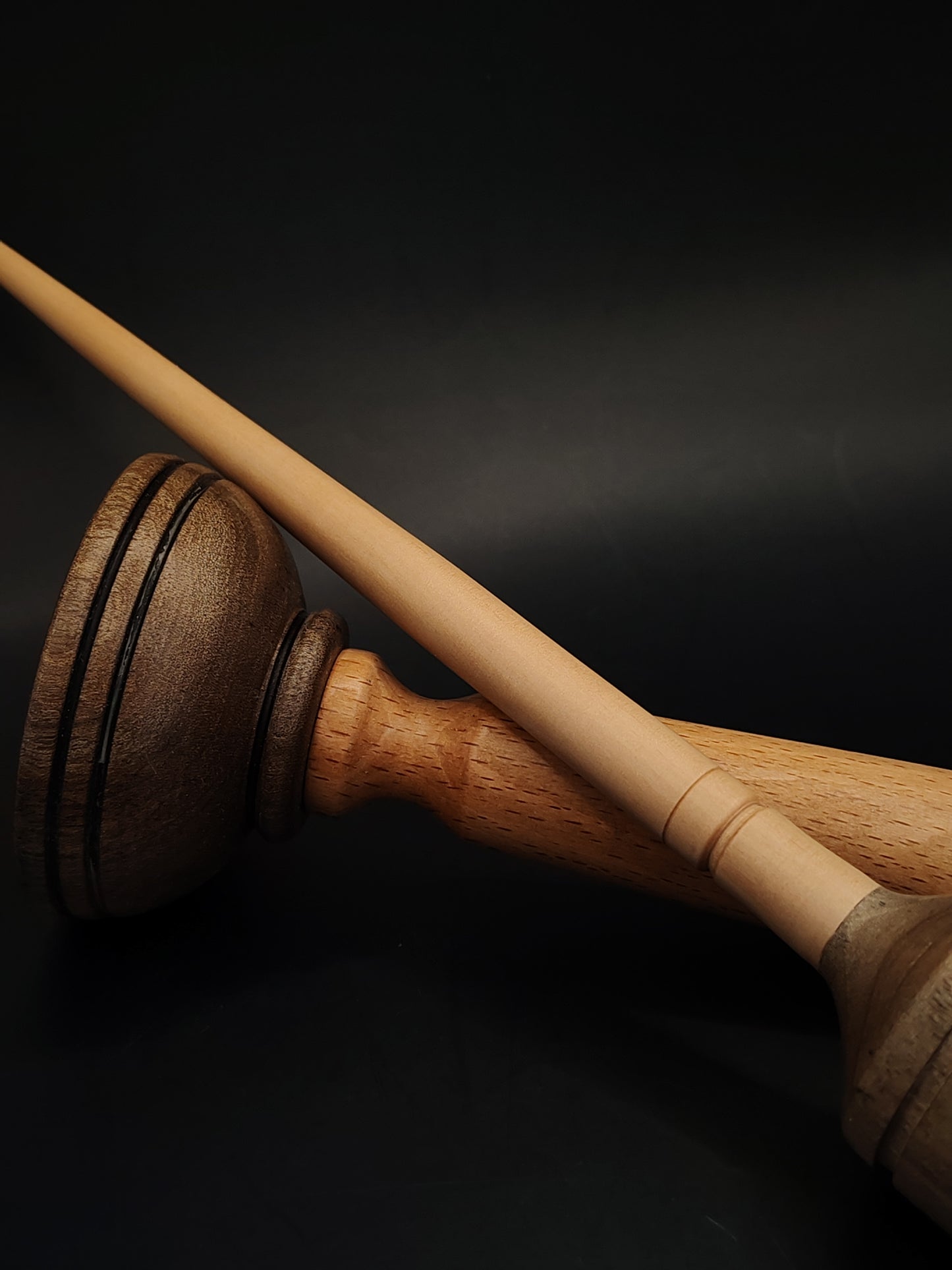 Support Spindle – Plum Shaft & Walnut Whorl, 25 cm / 9.8″, 27 g + Lap Bowl