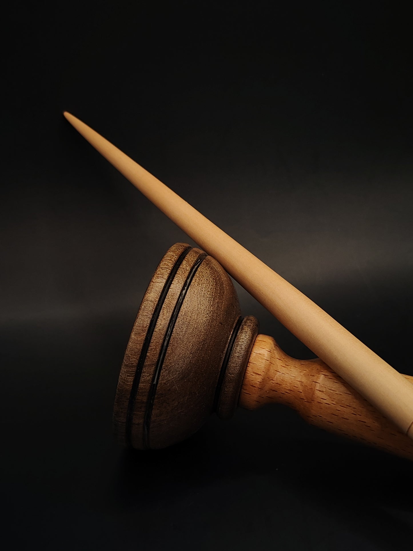 Support Spindle – Plum Shaft & Walnut Whorl, 25 cm / 9.8″, 27 g + Lap Bowl