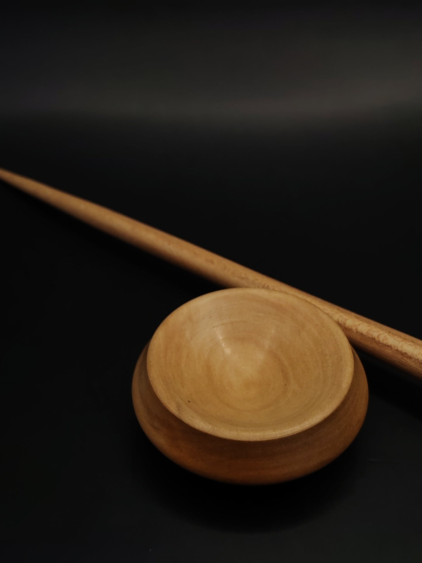 Support Spindle – Sycamore Shaft & Chestnut Whorl, 25 cm / 9.8″, 17 g + Bowl