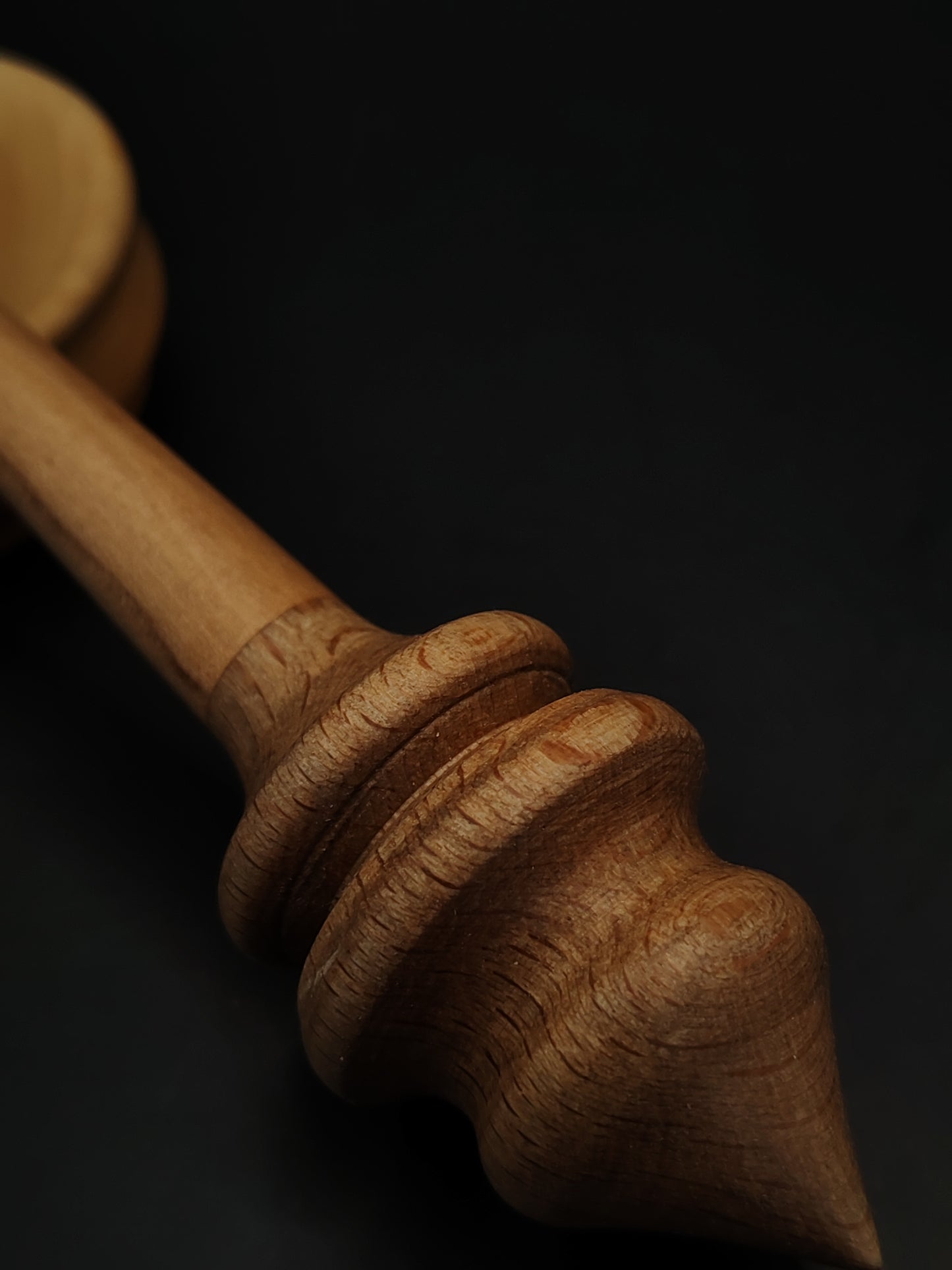 Support Spindle – Pear Shaft & Beech Whorl, 23 cm / 9.1″, 14 g + Sycamore Bowl