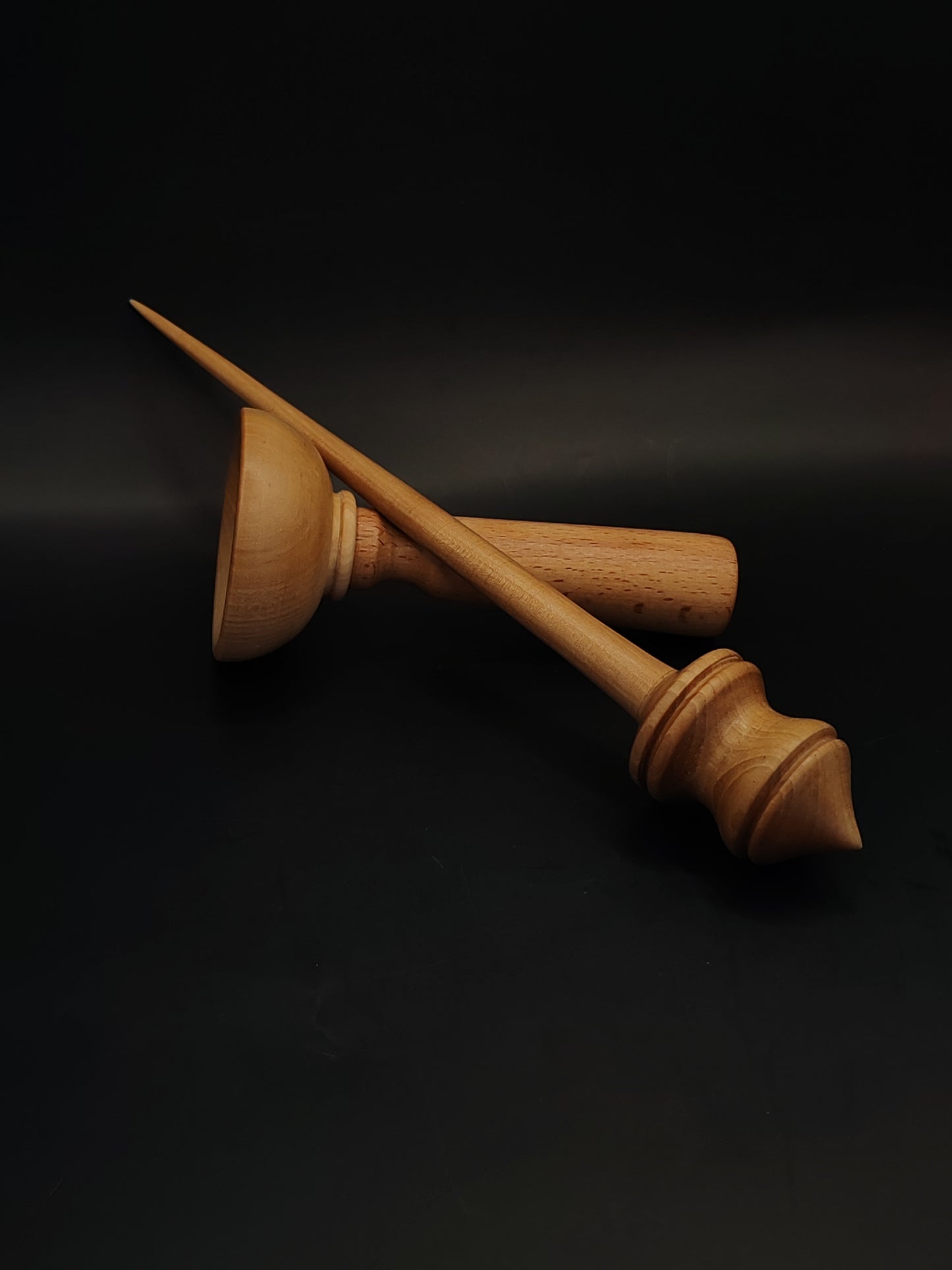 Support Spindle – Plum Shaft & Sycamore Whorl, 25.5 cm / 10″, 31 g + Lap Bowl