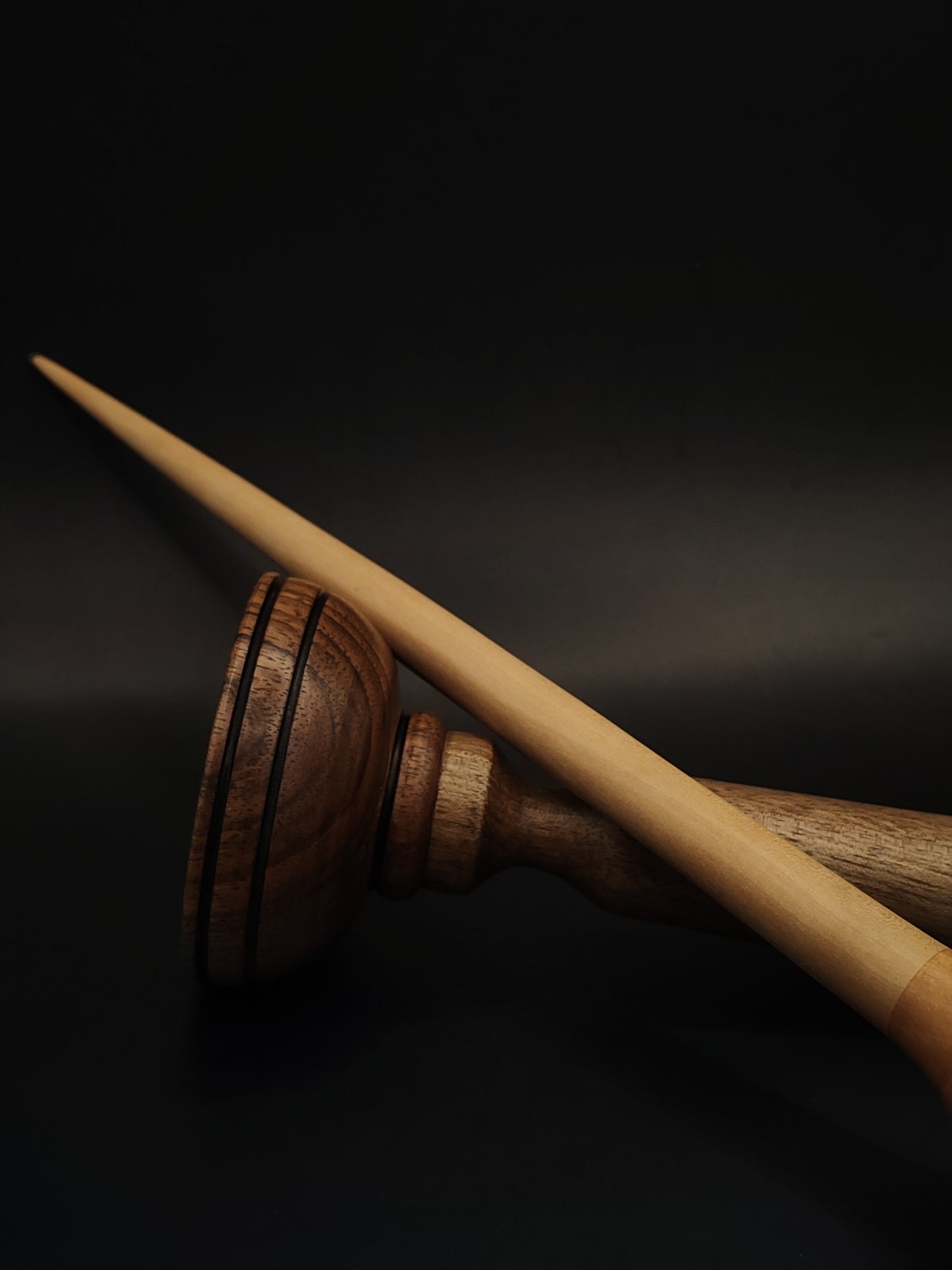 Support Spindle – Apple Shaft & Pear Whorl, 27 cm / 10.6″, 39 g + Lap Bowl