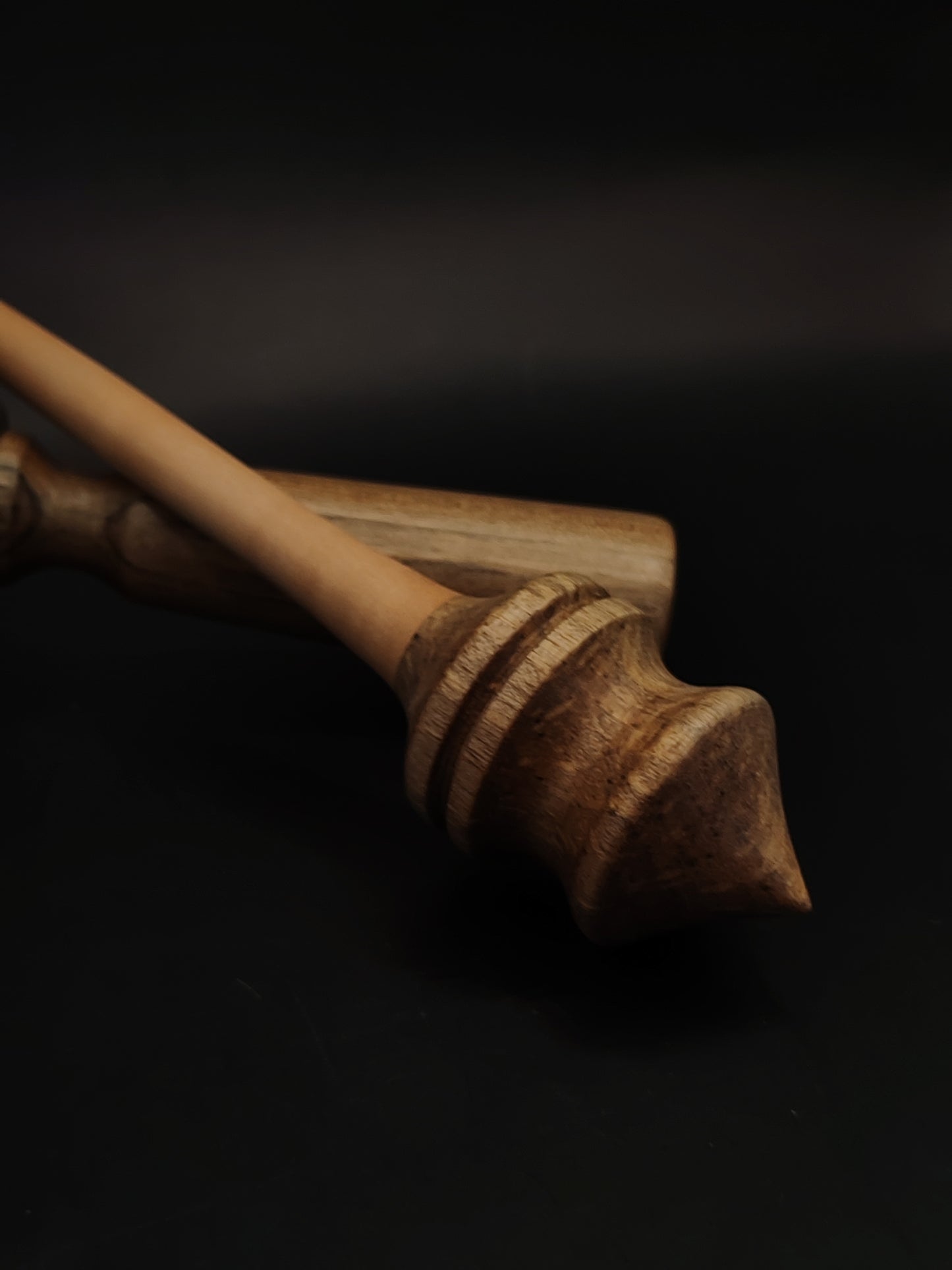 Support Spindle – Apple Shaft & Aged Walnut Whorl, 24 cm / 9.4″, 25 g + Lap Bowl