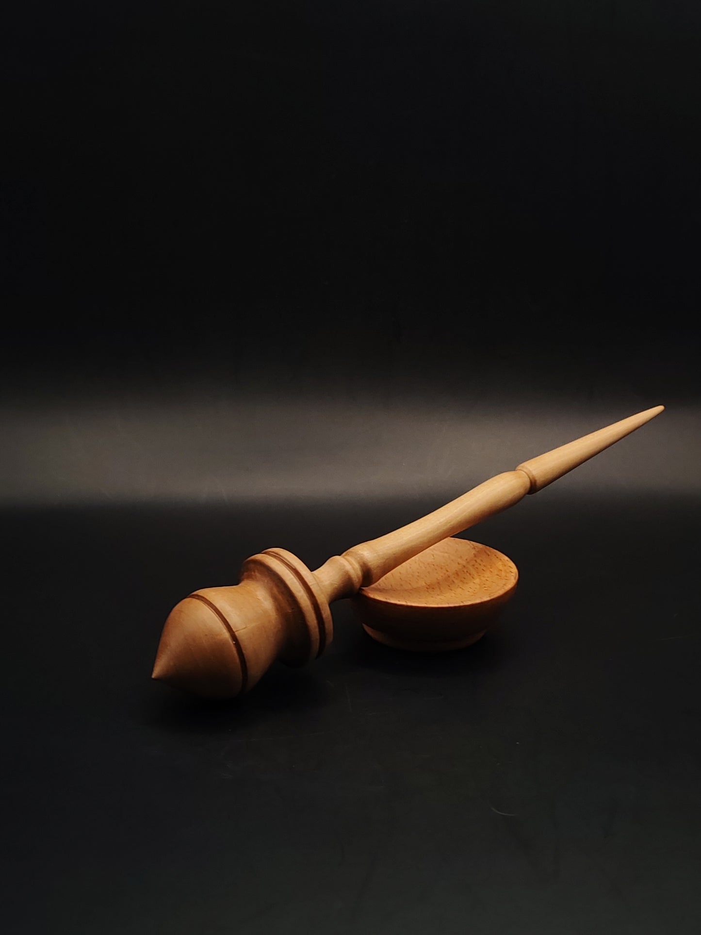 Support Spindle – Chestnut Shaft & Pear Whorl, 23 cm / 9.1″, 31 g + Bowl