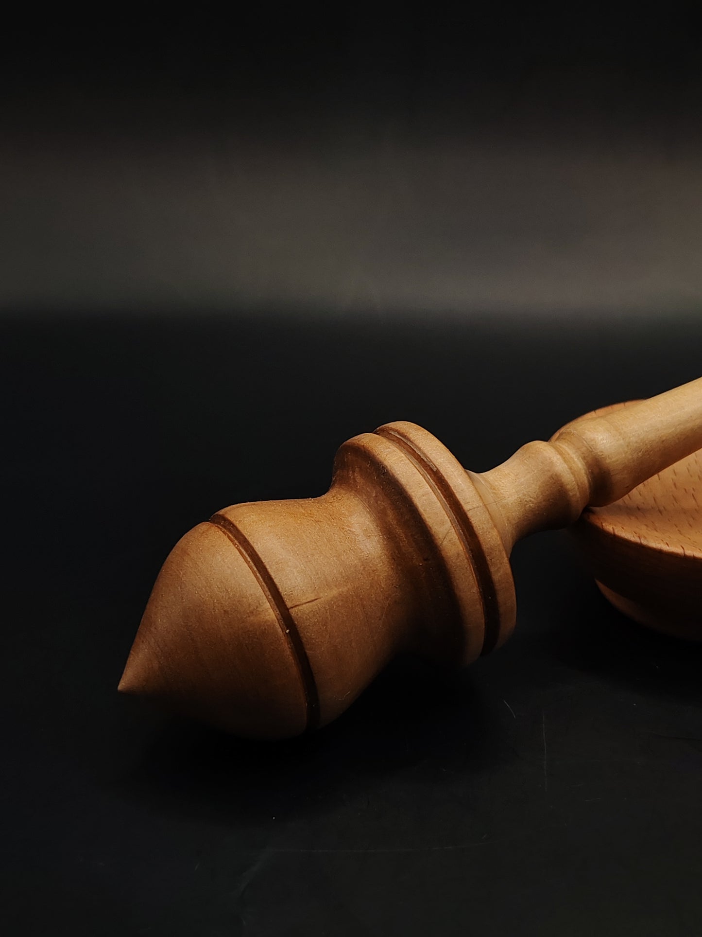 Support Spindle – Chestnut Shaft & Pear Whorl, 23 cm / 9.1″, 31 g + Bowl