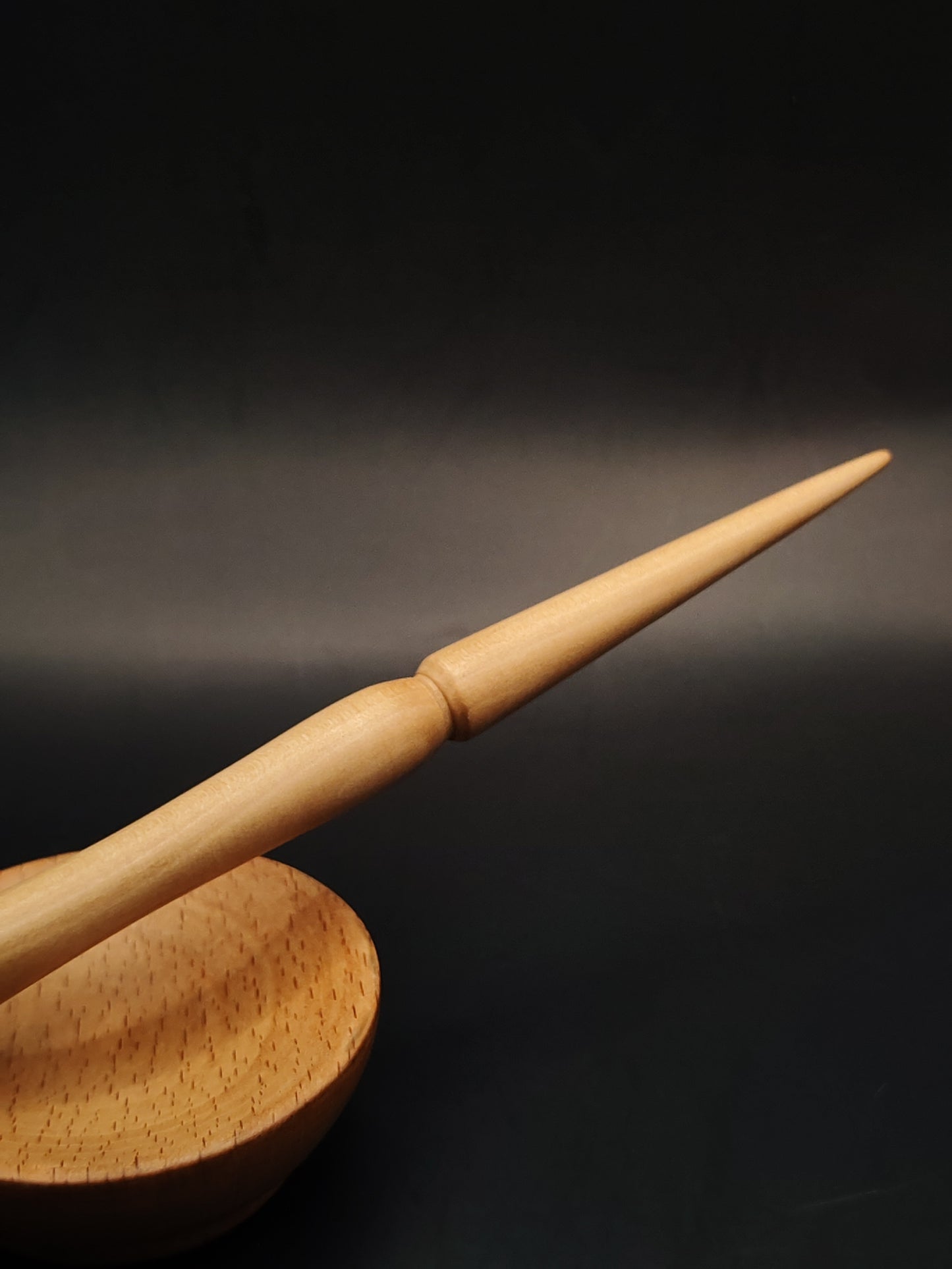 Support Spindle – Chestnut Shaft & Pear Whorl, 23 cm / 9.1″, 31 g + Bowl