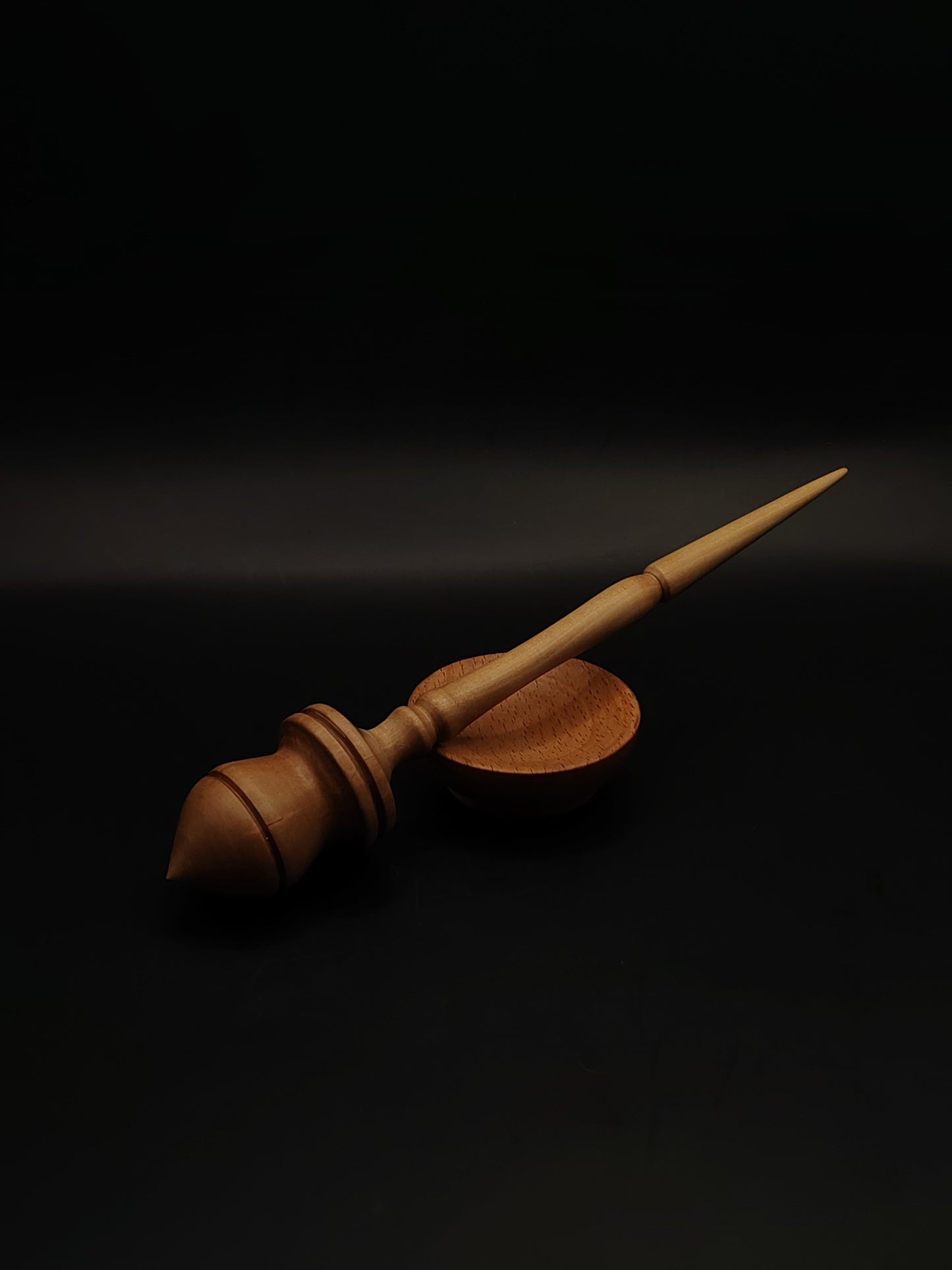 Support Spindle – Chestnut Shaft & Pear Whorl, 23 cm / 9.1″, 31 g + Bowl