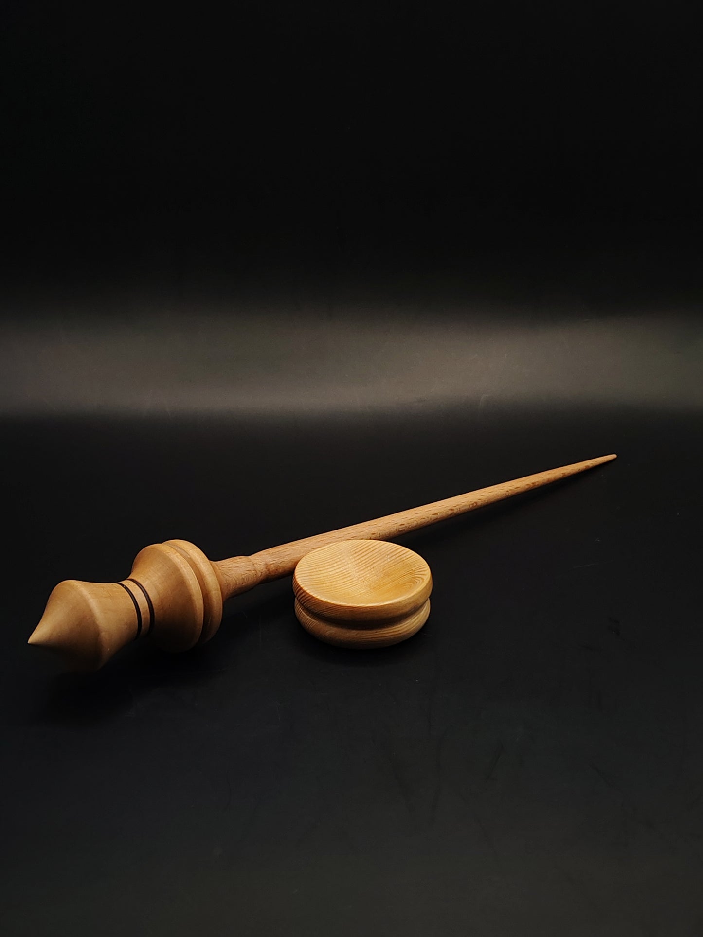 Support Spindle – Beech Whorl & Pear Shaft, 26.5 cm / 10.4″, 23 g + Bowl