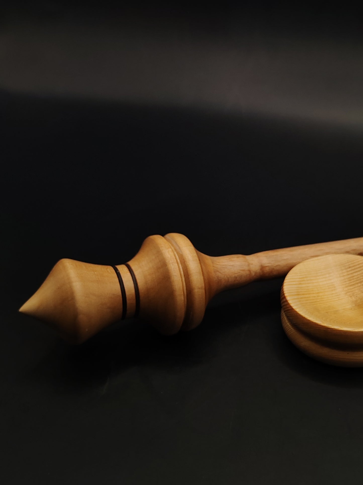 Support Spindle – Beech Whorl & Pear Shaft, 26.5 cm / 10.4″, 23 g + Bowl