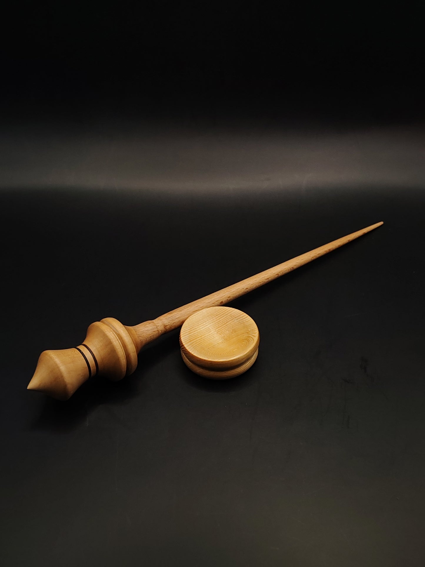 Support Spindle – Beech Whorl & Pear Shaft, 26.5 cm / 10.4″, 23 g + Bowl