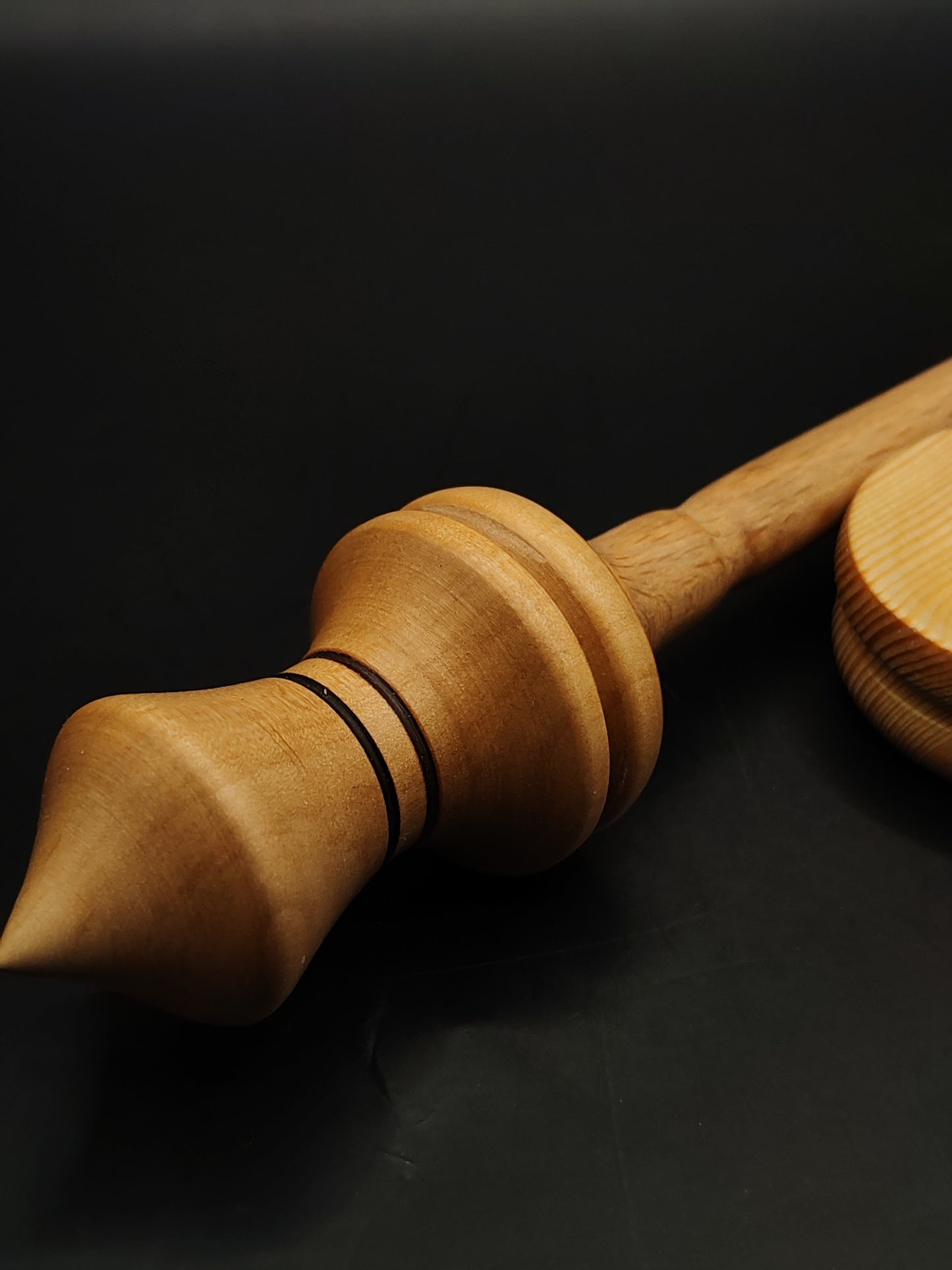 Support Spindle – Beech Whorl & Pear Shaft, 26.5 cm / 10.4″, 23 g + Bowl