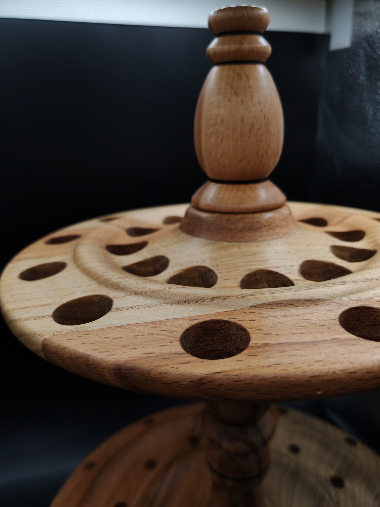 Spindle Stand for Support & Drop Spindles – Walnut, Beech & Chestnut Organizer Non Rotating