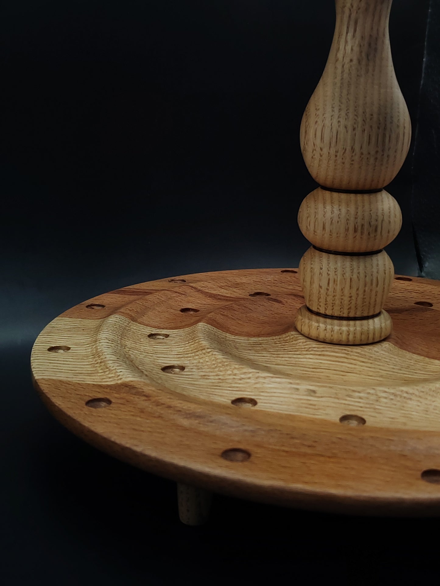 Spindle Stand for Support & Drop Spindles – Beech, Chestnut & Walnut Organizer