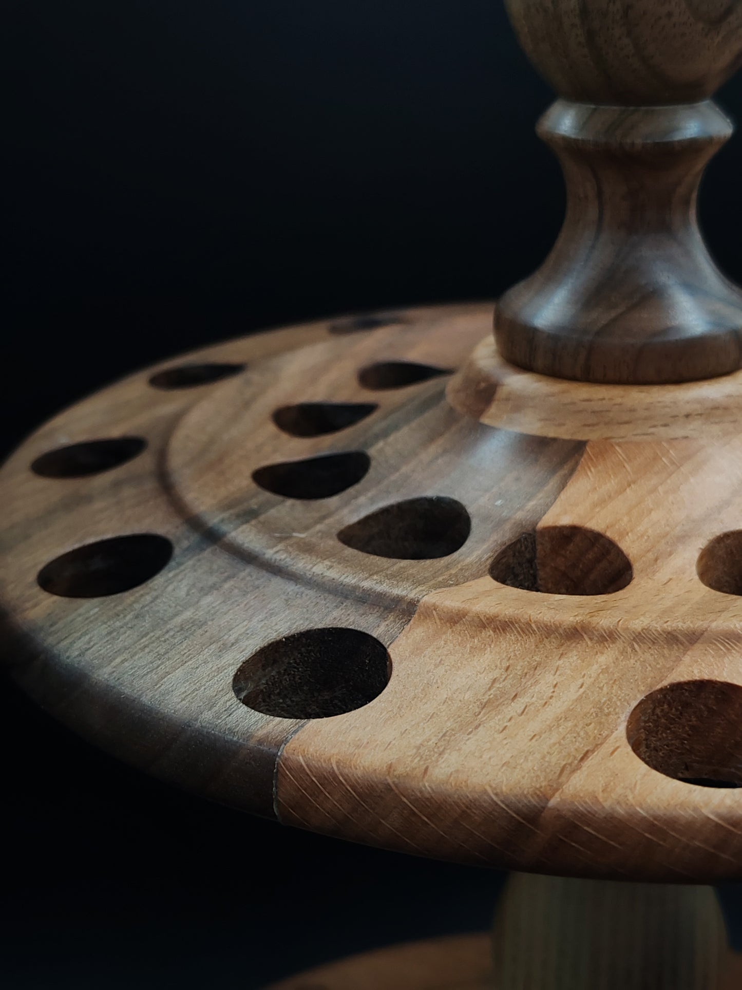 Spindle Stand for Support & Drop Spindles – Beech, Chestnut & Walnut Organizer