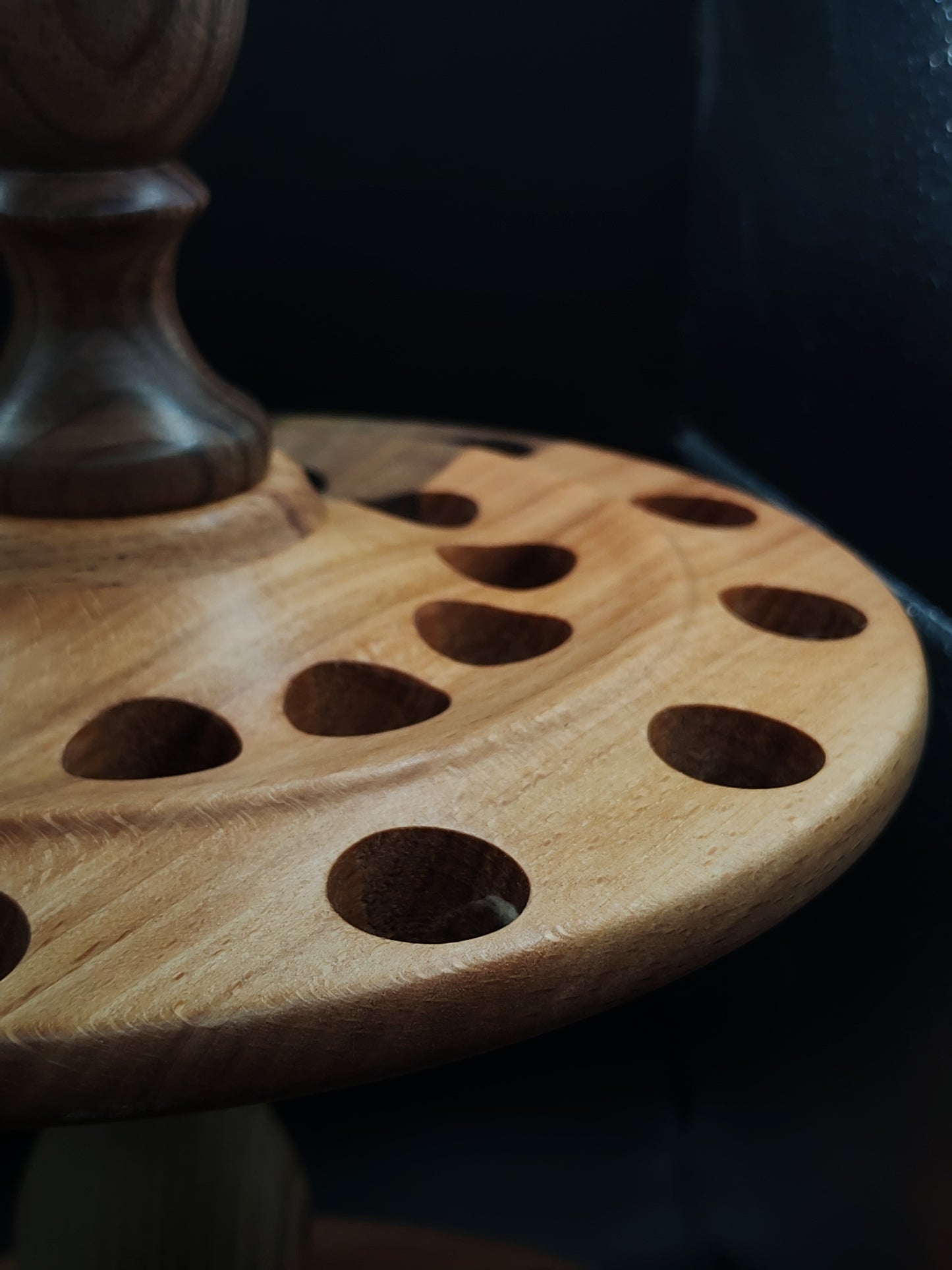 Spindle Stand for Support & Drop Spindles – Beech, Chestnut & Walnut Organizer